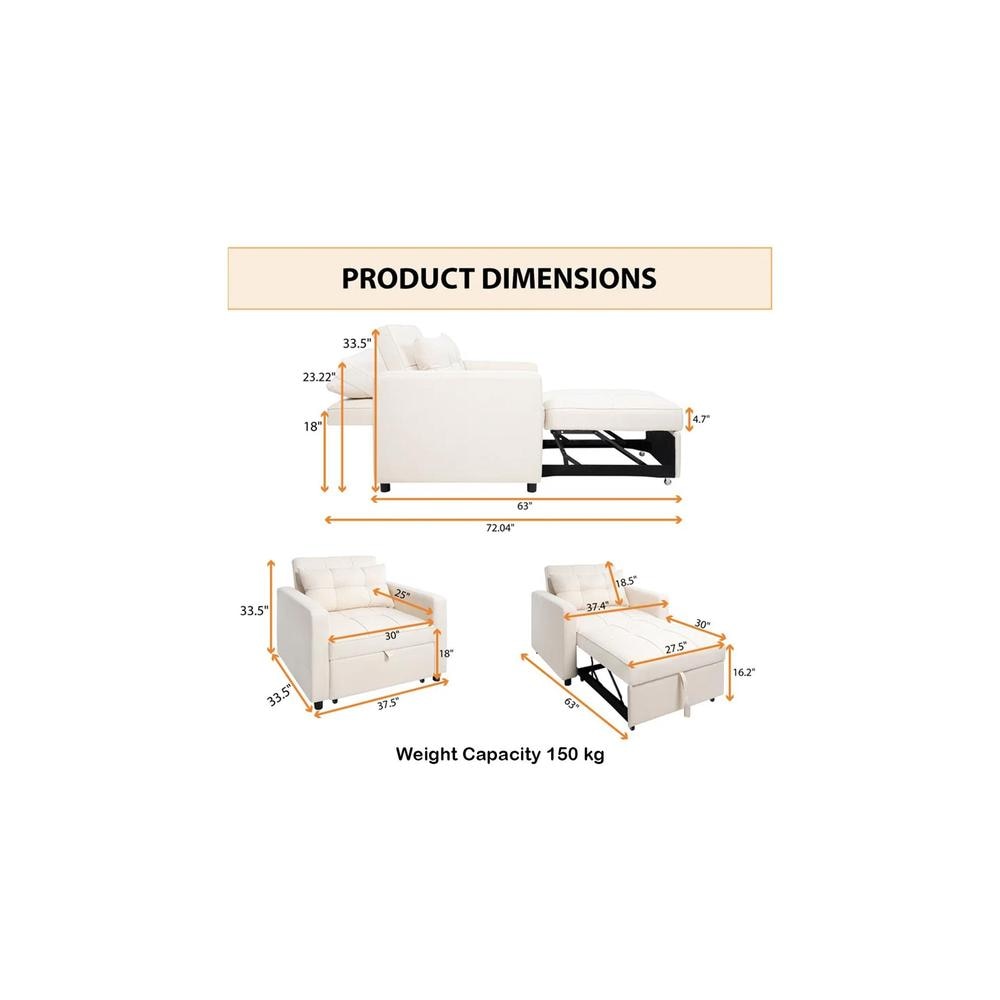 Gilbertson 1 Seater Sofa Cum Bed In Cream Color