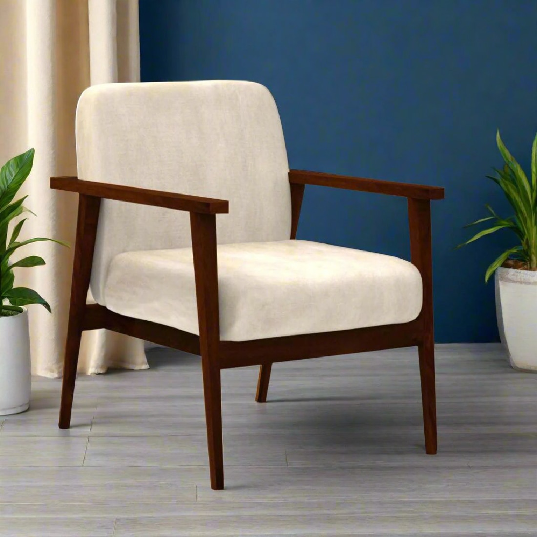 Dado Pebble Solid Wood Lounge Chair in Grey Colour - Orange Tree
