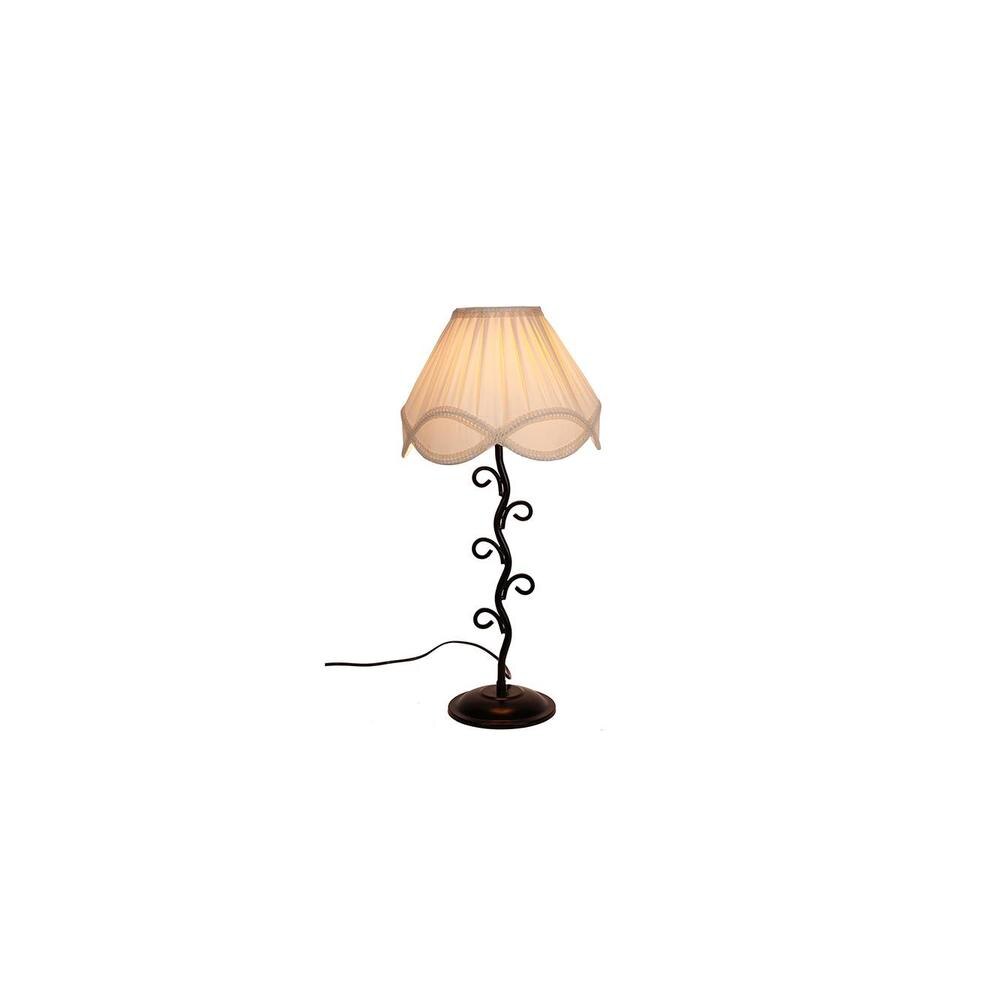 Brecken Off White Fabric Shade Table Lamp with Black Iron Base