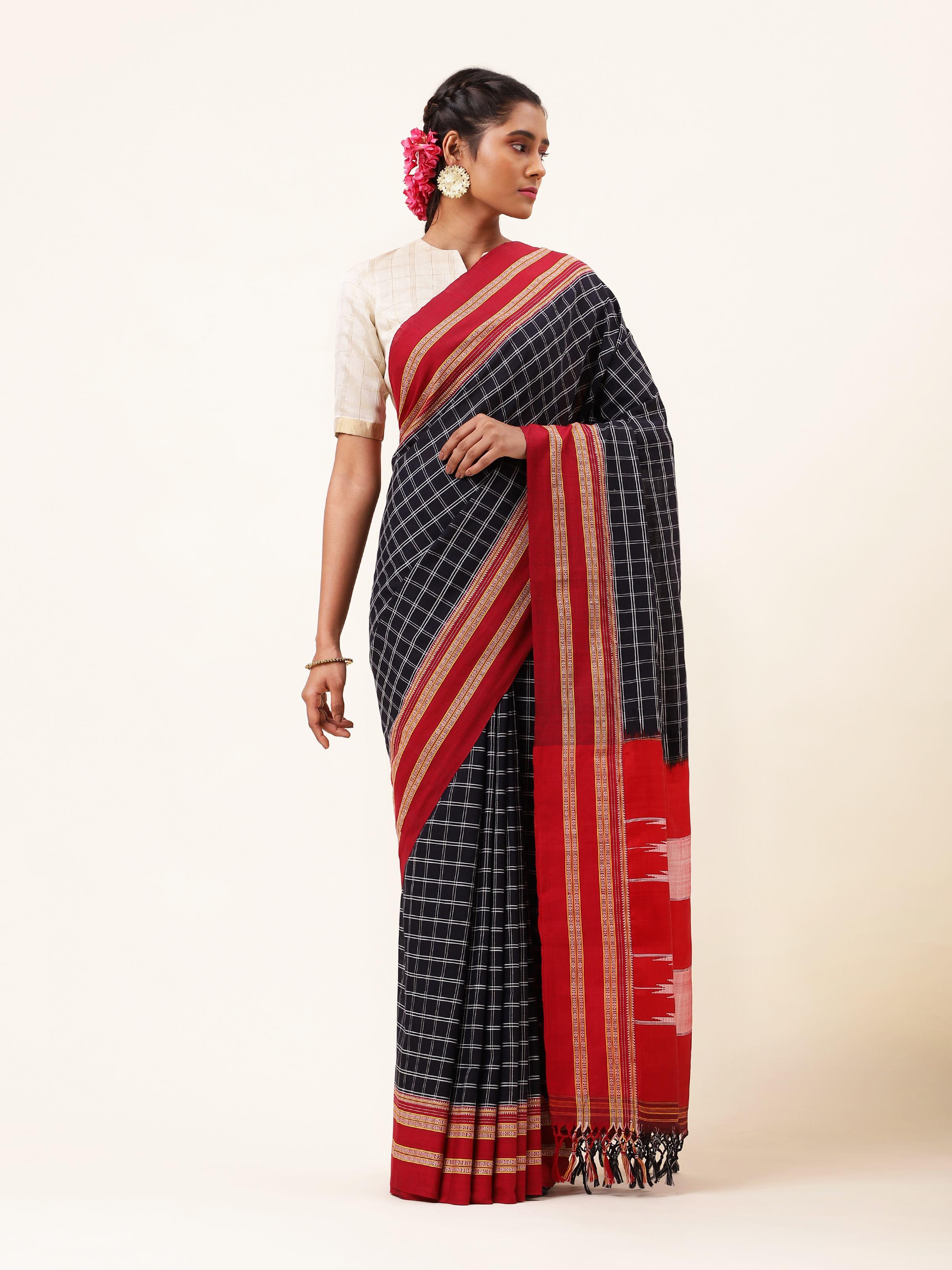 Black Cotton Silk Ilkal Saree