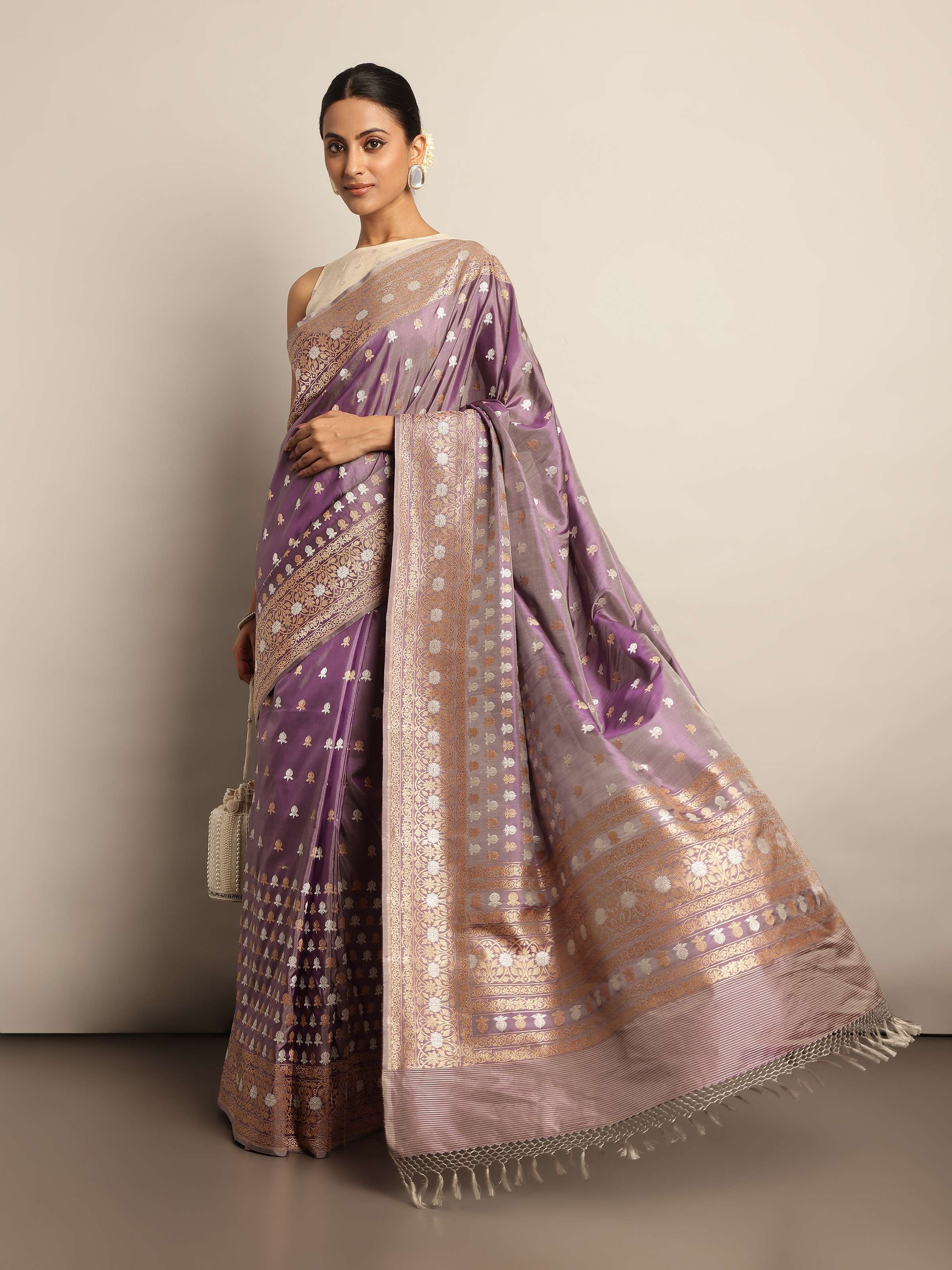 Light Purple Silk Banarasi Saree
