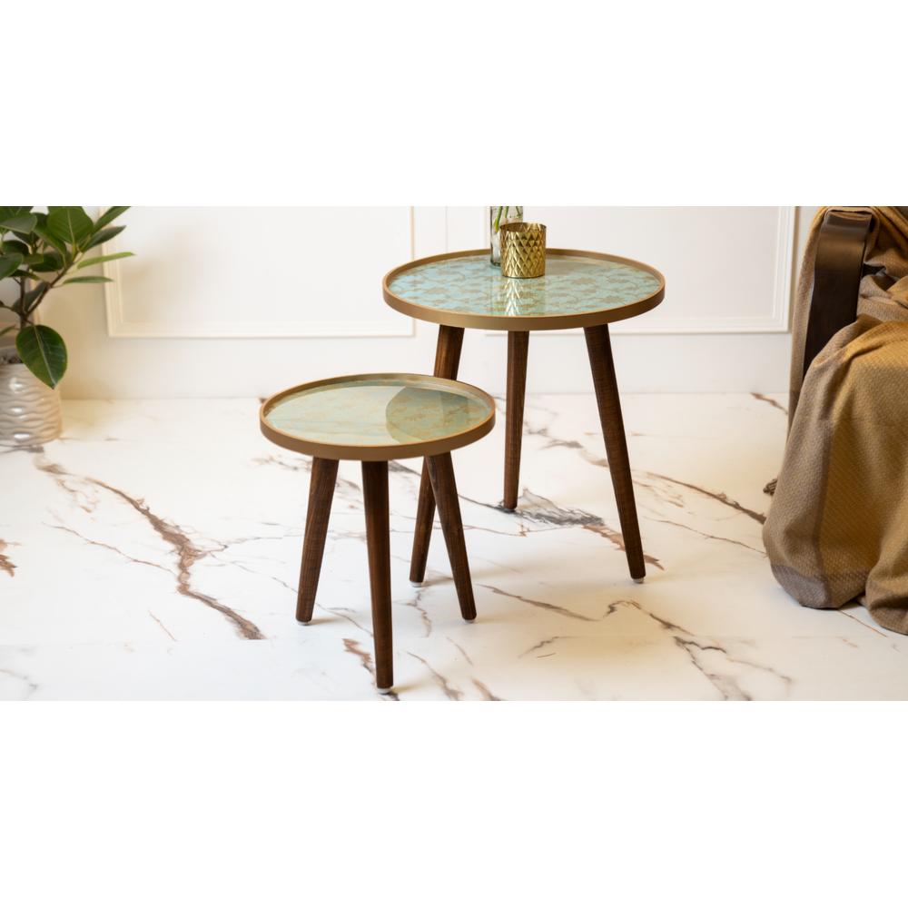 Soundarya Round Nesting Tables with Wooden Legs, Side Tables, Wooden Tables, Living Room Decor by A Tiny Mistake