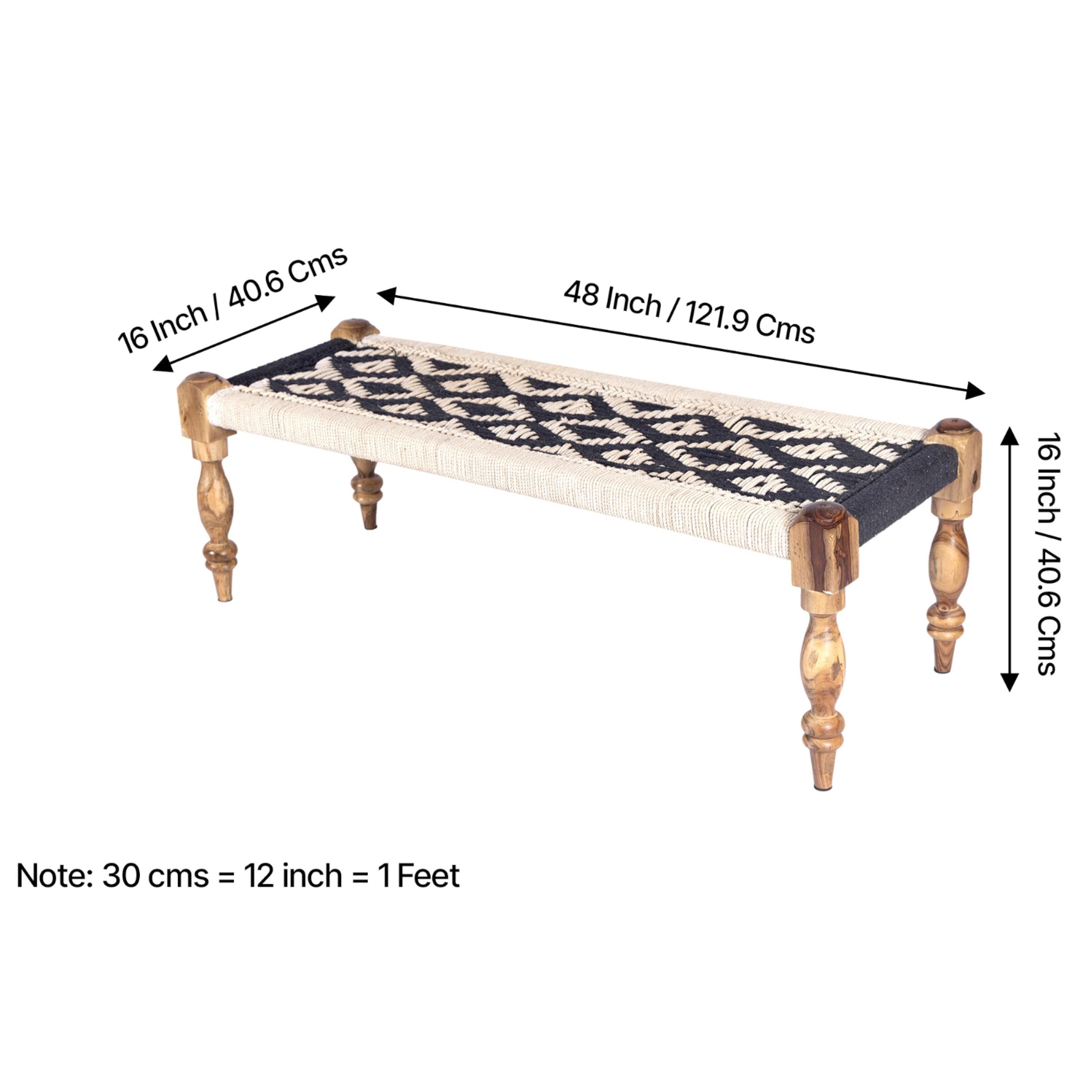 Hamilton Solid Wood Maachi Bench set with 2 Stools in Black & White Canning