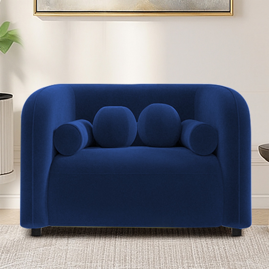 Homro Velvet 1 Seater Sofa in Navy Blue Colour - Home Lifestylez