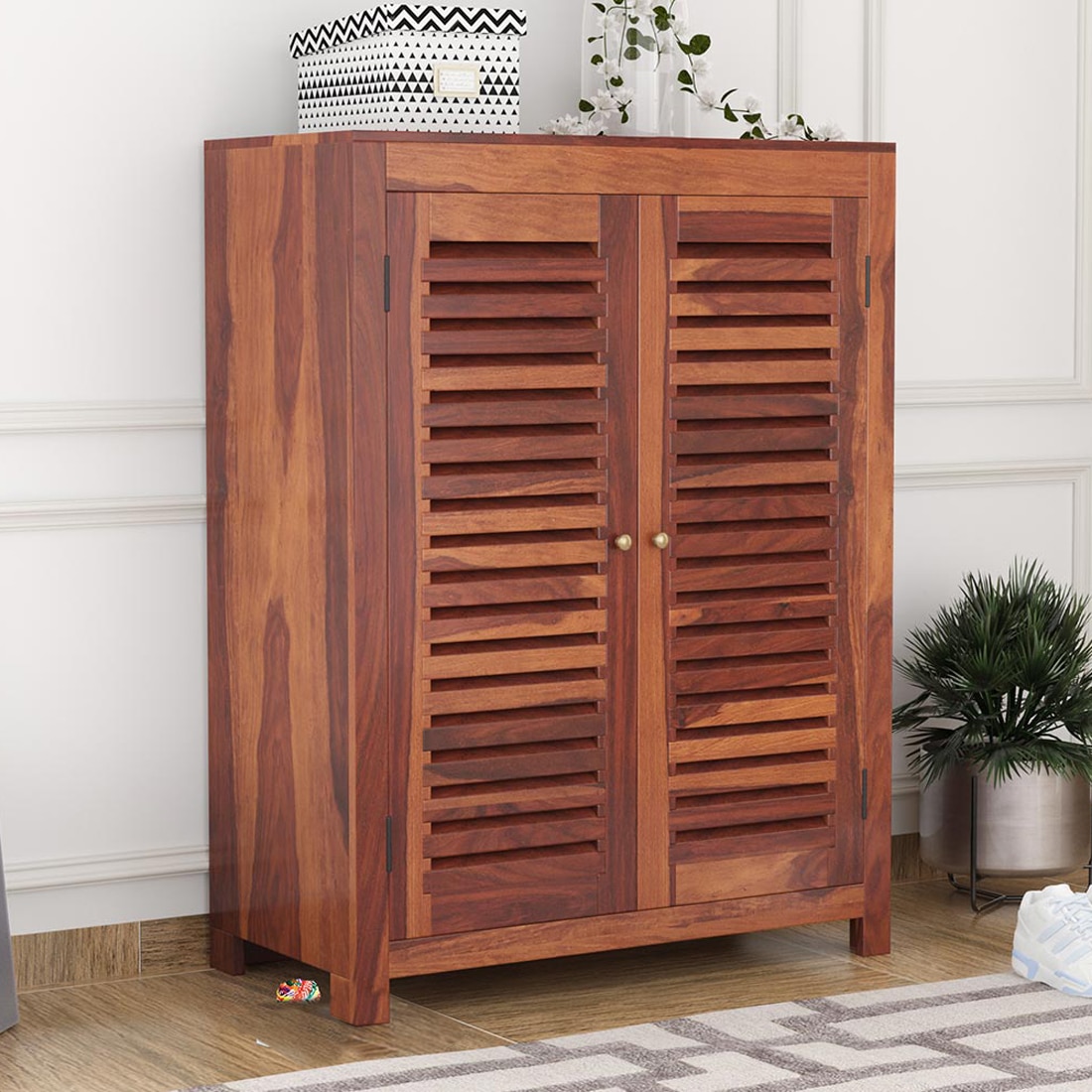 Kafano Shoe Rack In Honey Oak Color