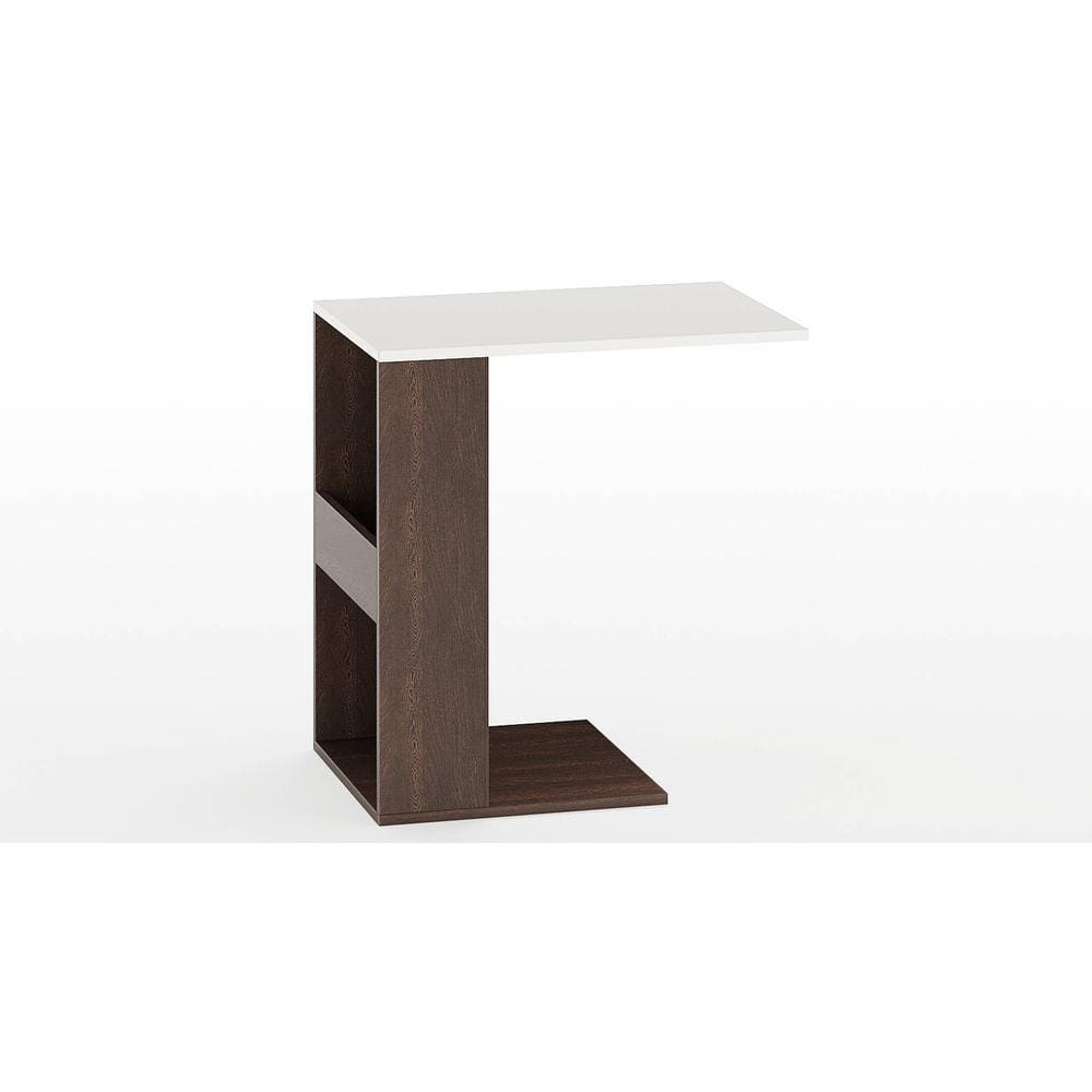 Ender Multipurpose Sofa Side End Table with Side Magazine Holder & Paper Organizer for Living Room Home Hall Furniture (Wenge & White)