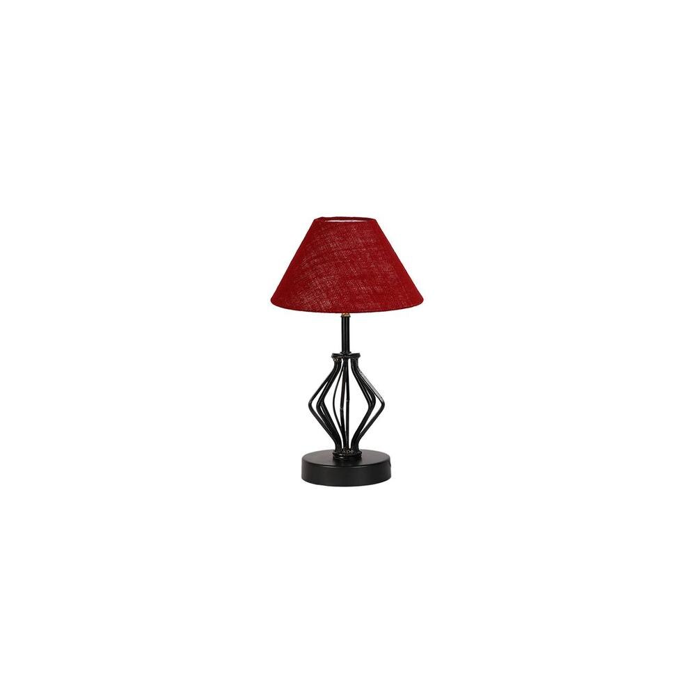 Stevie Maroon Jute Table lamp with Iron Base