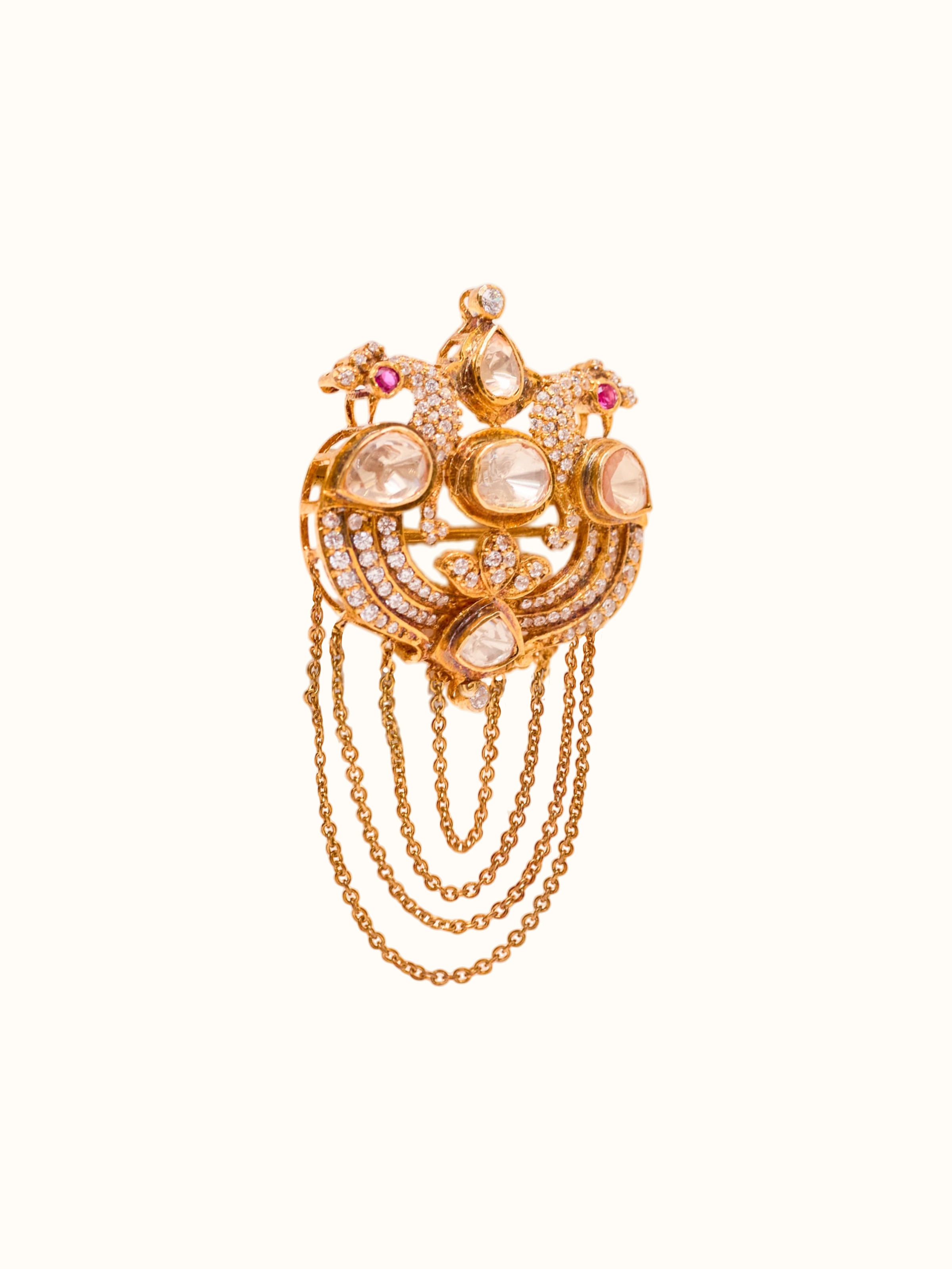 angled view of silver smithing brooch pin