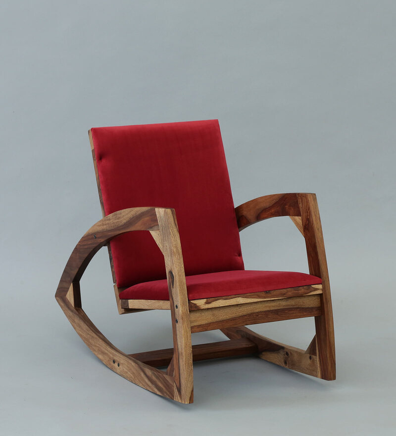 Que Solid Wood Rocking Chair in Rustic Colour - Woodenmood