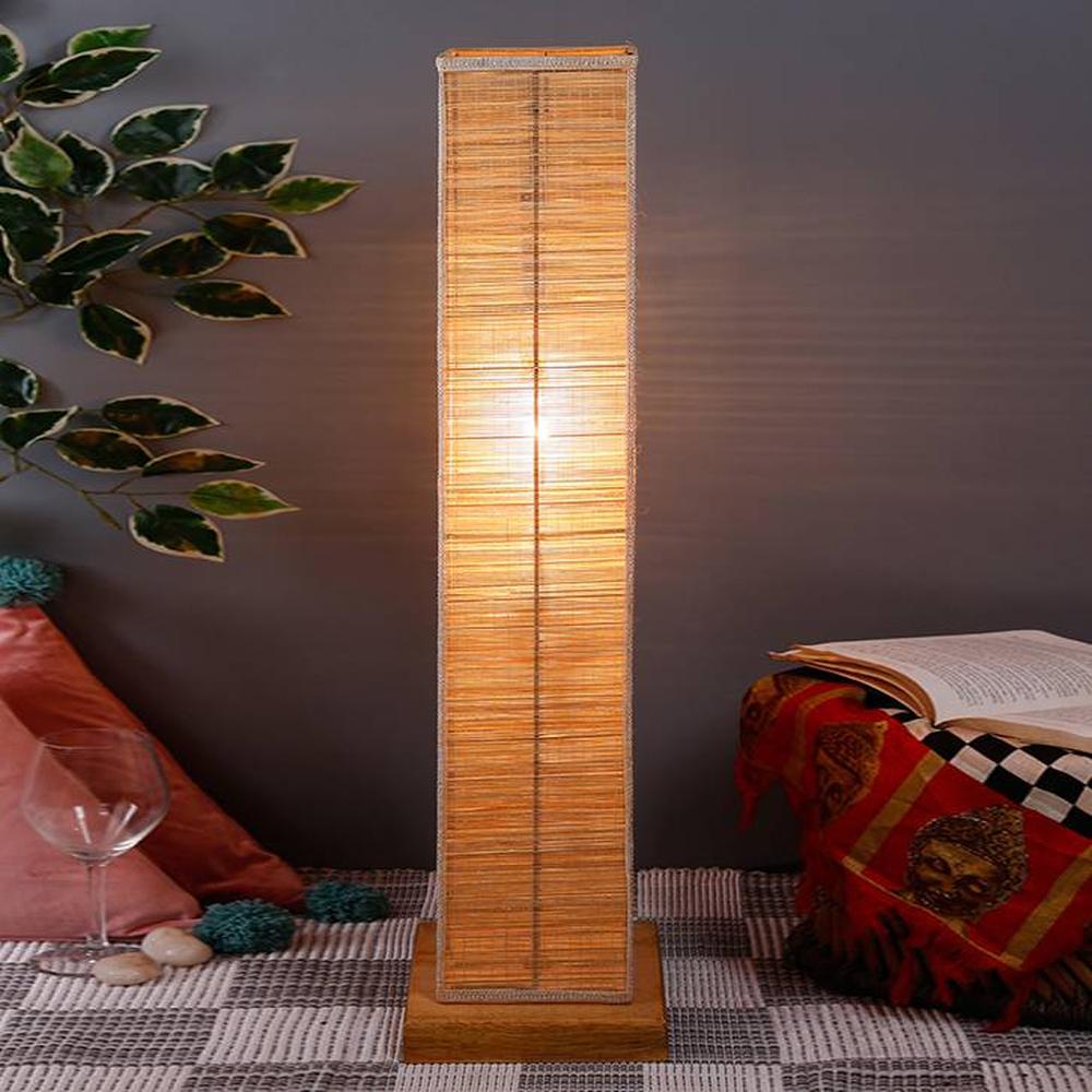 Whondon Black Bamboo Shade Floor Lamp