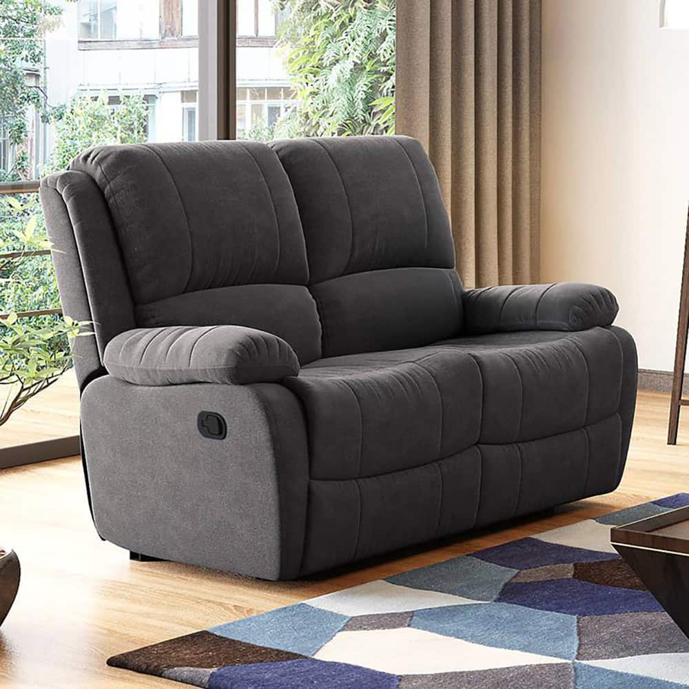 Lebowski Fabric Two Seater Manual Recliner in Smoke Fabric Colour
