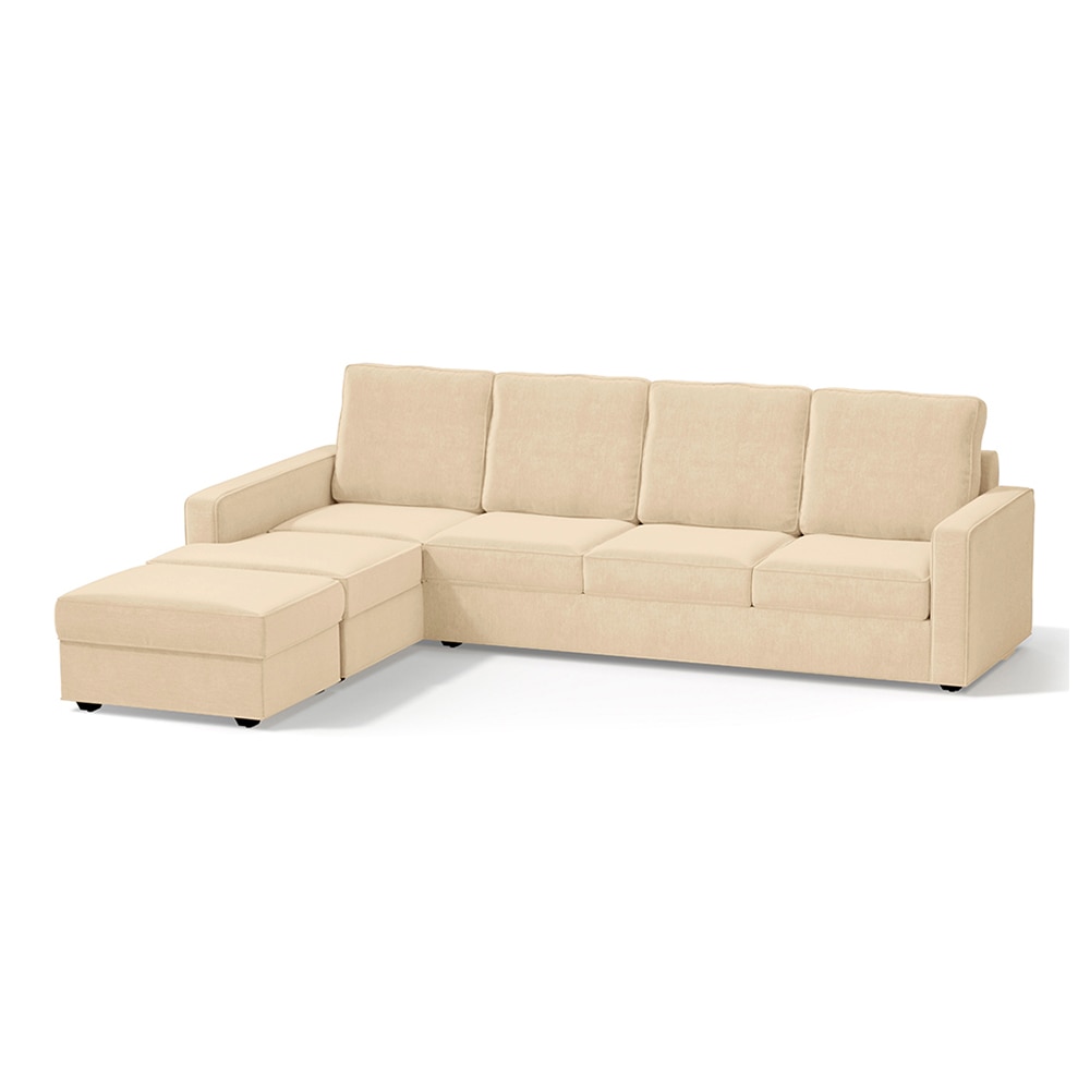 Apollo Compact Sofa (Colour : Birch Beige, Cushion : Hard, Back Type : High Back, Seating Capacity : Left Aligned 3 Seater + Left Aligned Chaise + Ottoman)