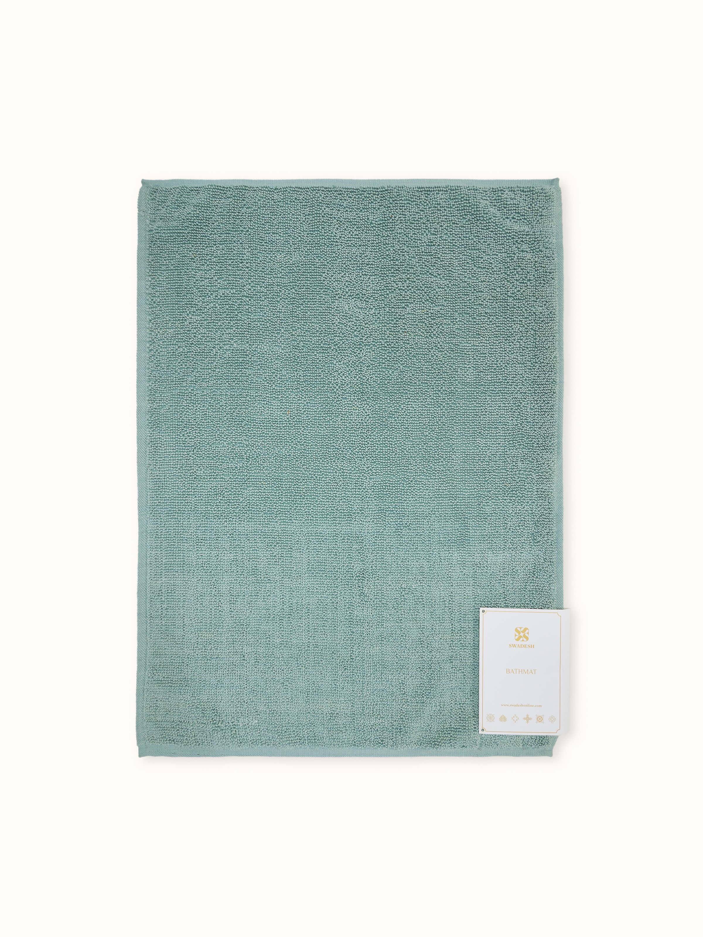 Nityam Solid Light Green Cotton Bath Mat
