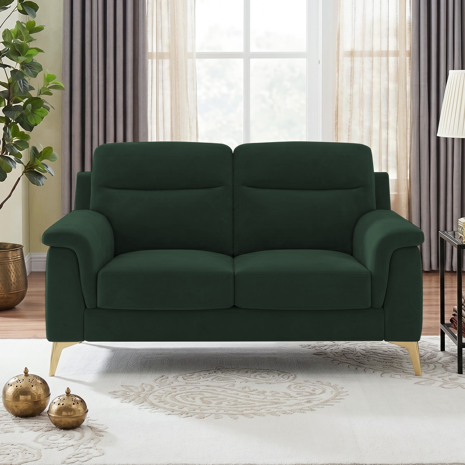 Niwara Velvet 2 Seater  sofa in Green Color - Home Lifestylez
