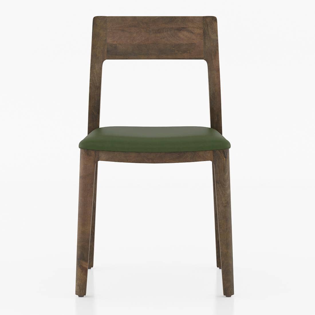 Clarke Solid Wood Dining Chair Set of 2 in Danish Walnut Finish with Olive Leatherette