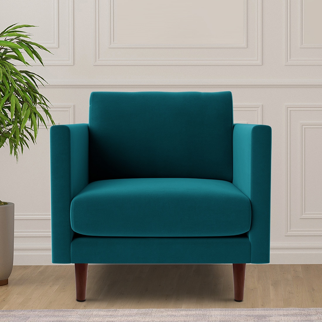 Tharoli Velvet 1 Seater Sofa Teal Blue - Home Lifestylez