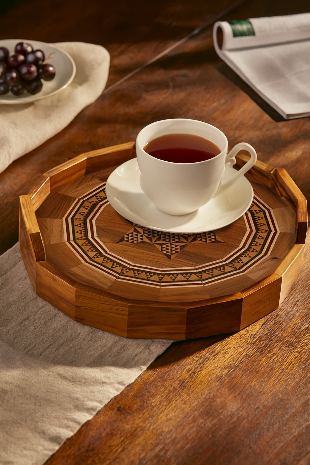 Marquetry Wood & Mdf Serving Tray (9 X 9 Inches)