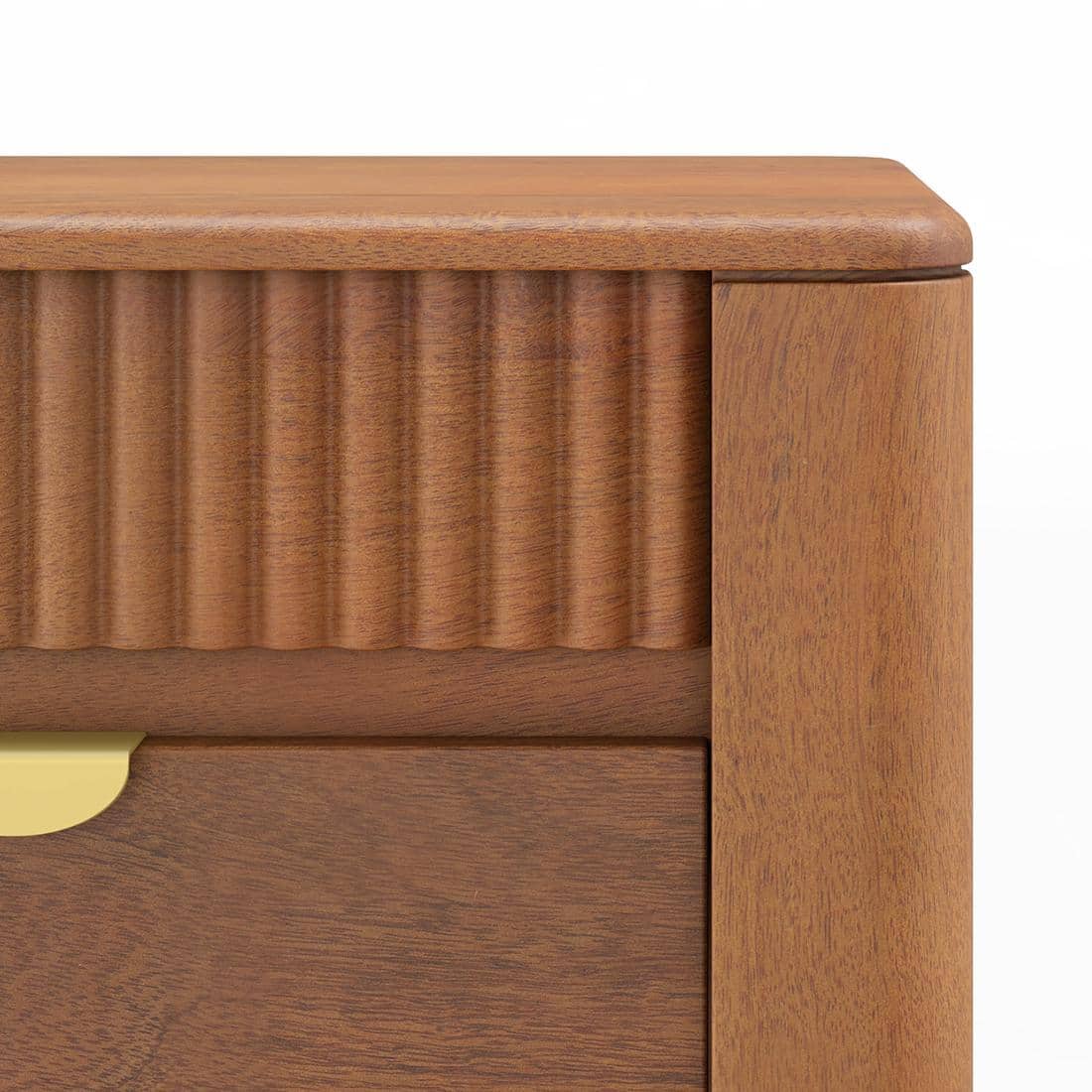 Toledo Solid Wood Bedside Table In Amber Walnut Finish