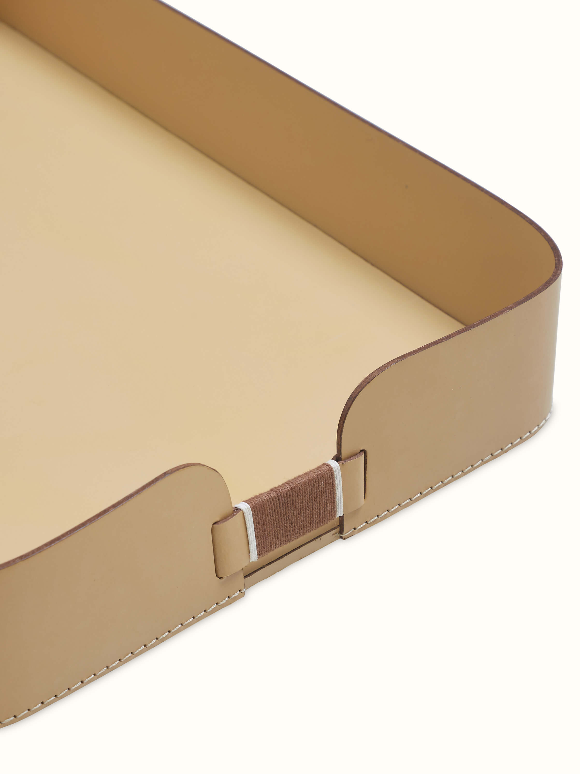 Back view of Leather Desk Organiser Tray focusing on the clean finish and soft leather material.
