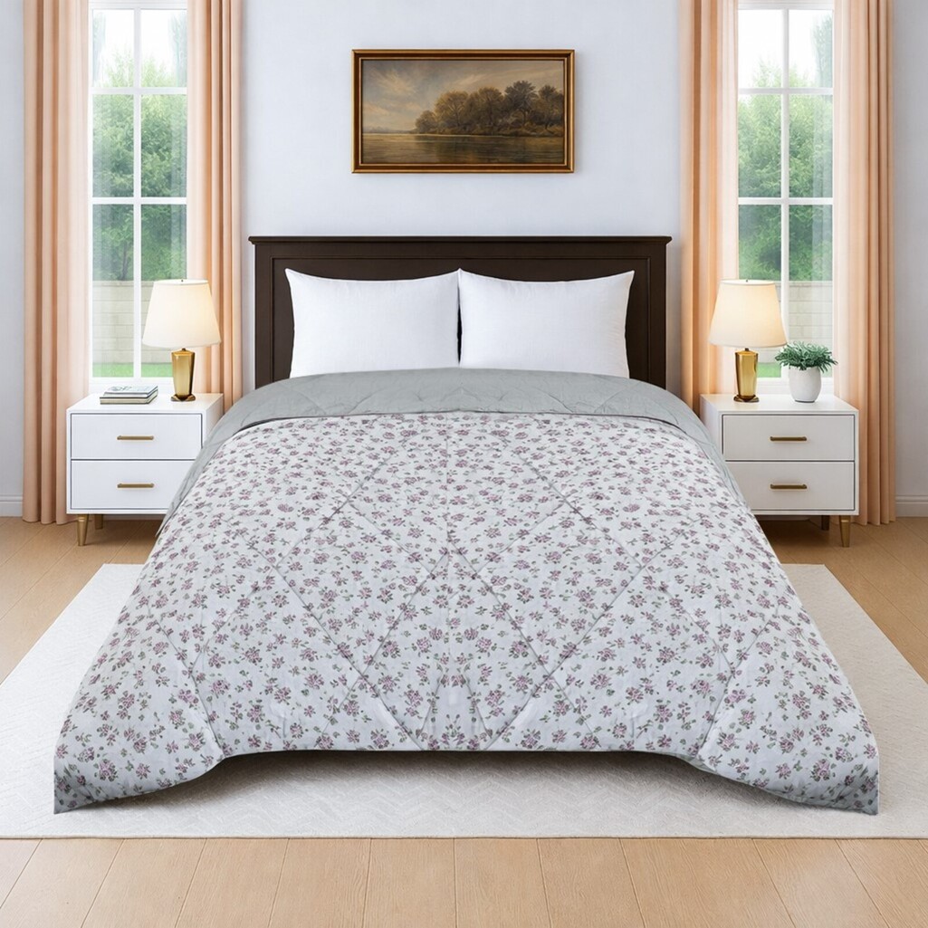 Zara Premium Cotton Comforter Floral Double Bed Reversible 350 Gsm Size 240 X 220 Cms