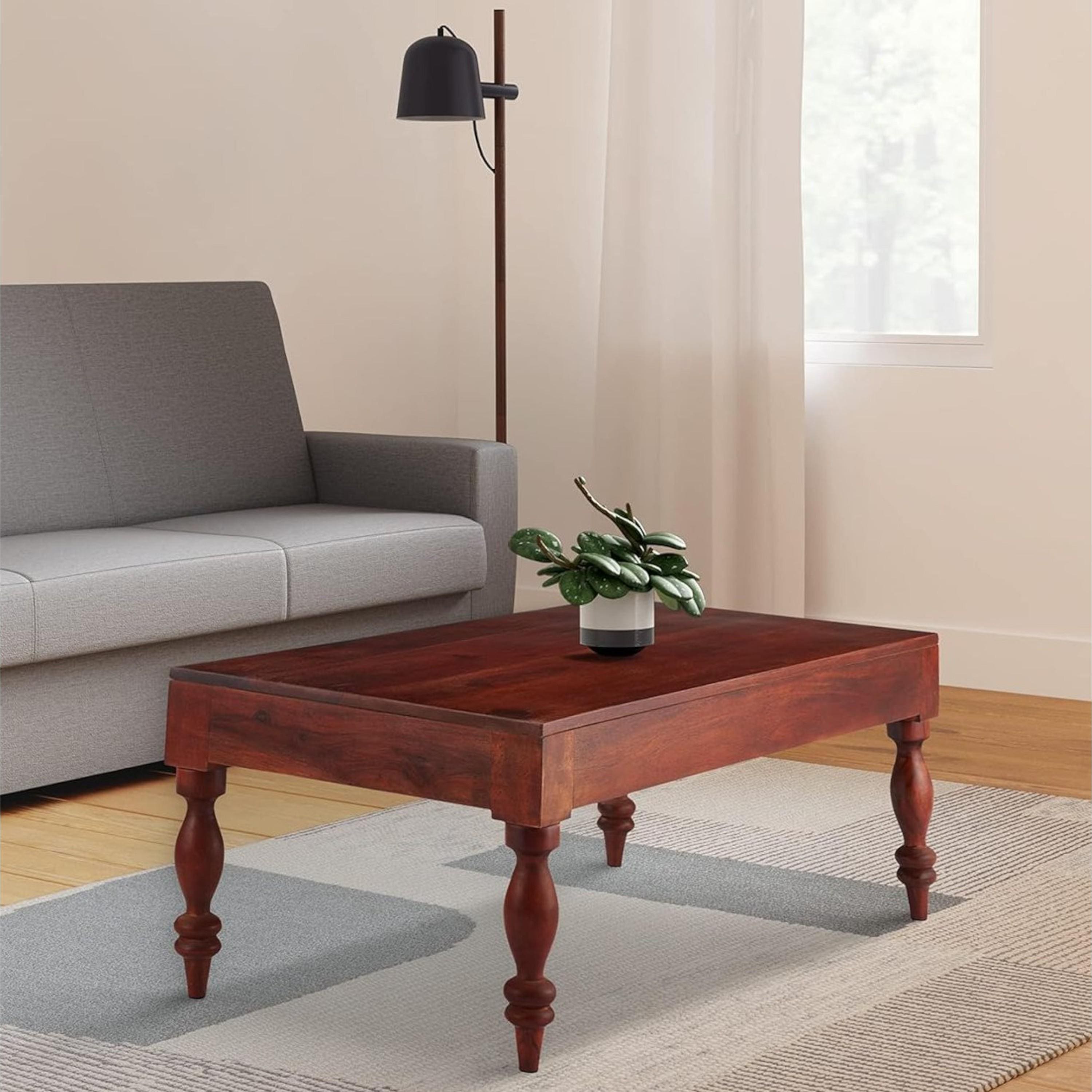 Hudson Sheesham Wood Traditional Rectangle Coffee Table In Honey Finish