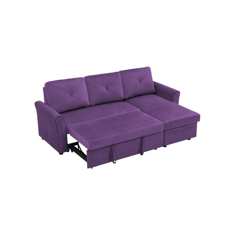 Scarlet Solid Wood Sofa cum Bed in Purple