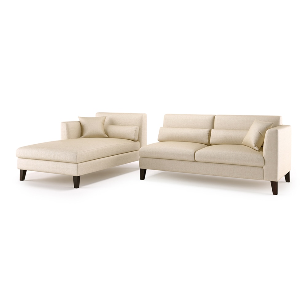 Lewis Sectional Sofa (Colour : Pearl, Cushion : Hard, Seater : Left Aligned 3 Seater + Left Aligned Chaise)