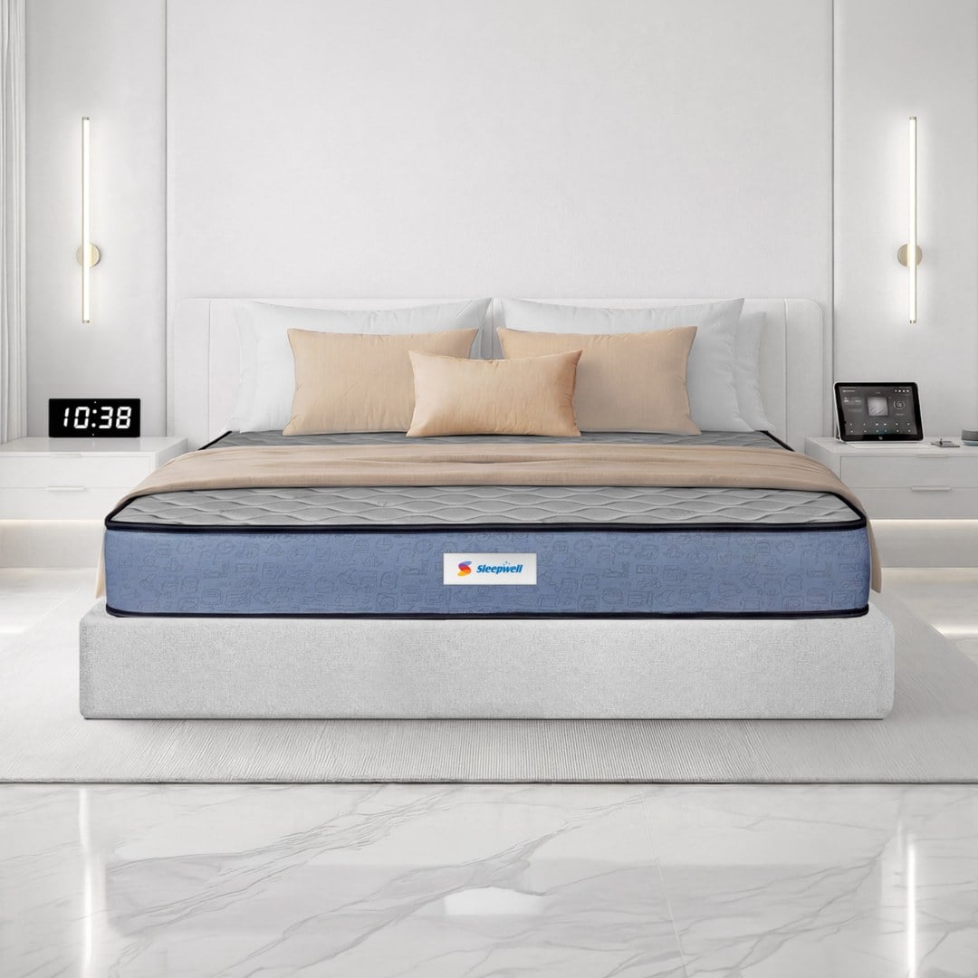 Sleepwell Ortho Genius Grid Mattress Medium Firm Orthopedic Grid Support King 78x72x8 Inch - Sleepwell