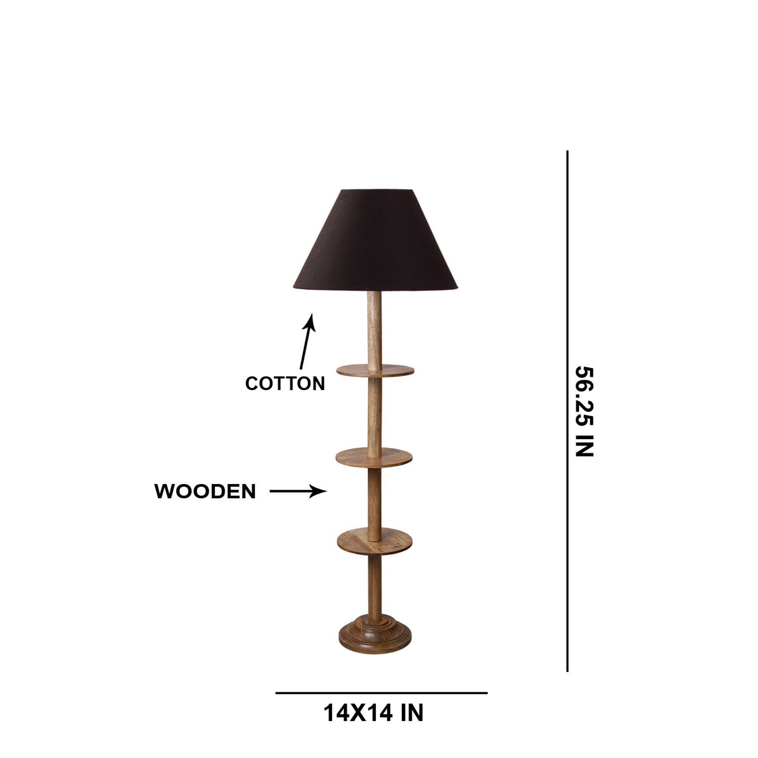 Devansh Shelf Wooden Floor Lamp