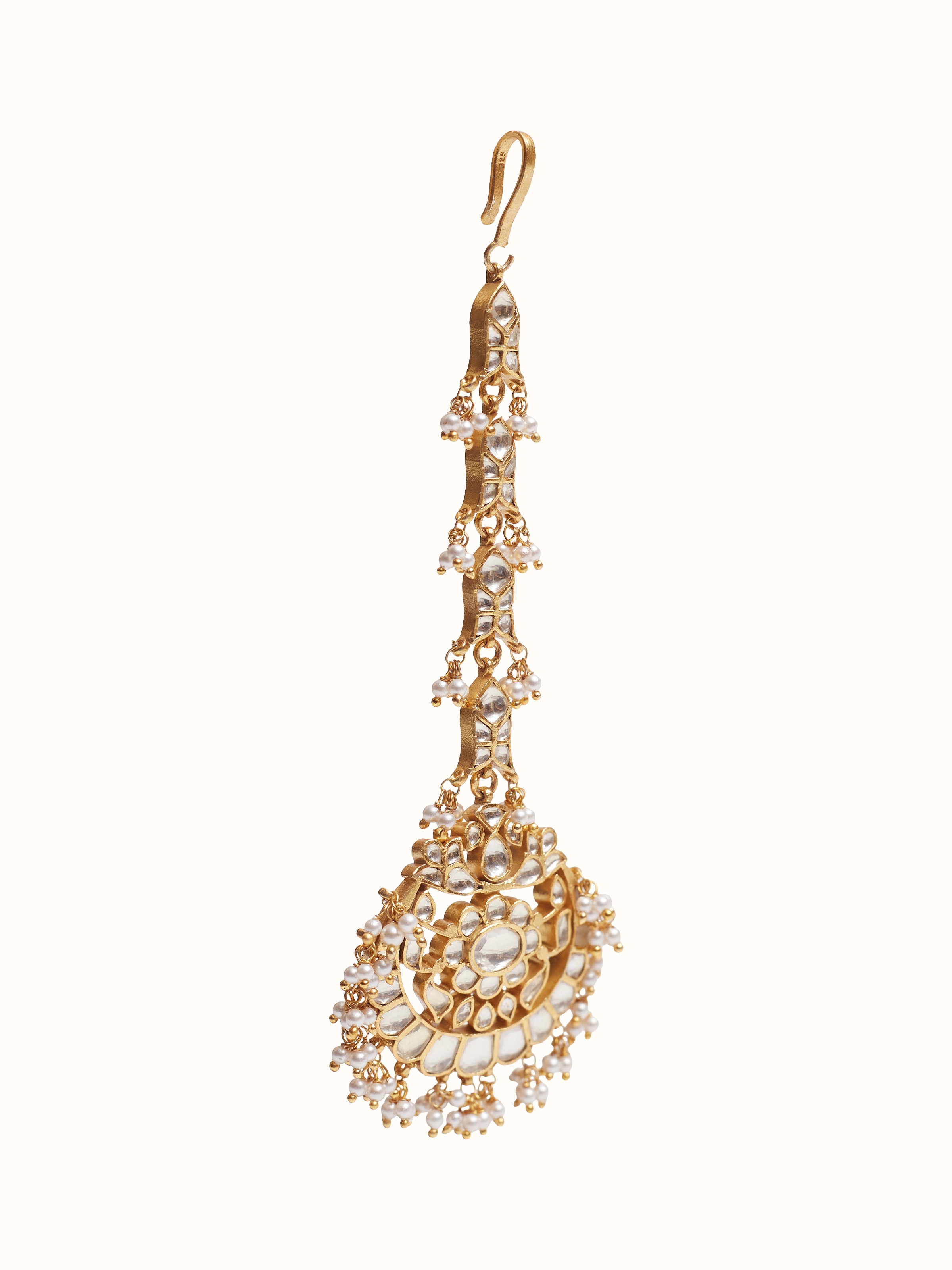 Angle view of Silver Smithing maang tika