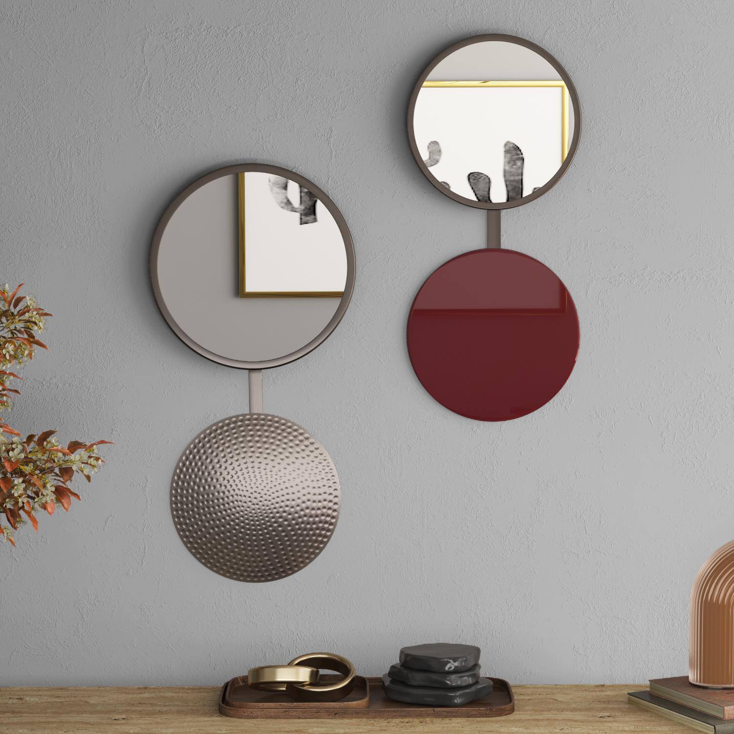 Tomo Metal Mirror Set of 2 In Antique Finish