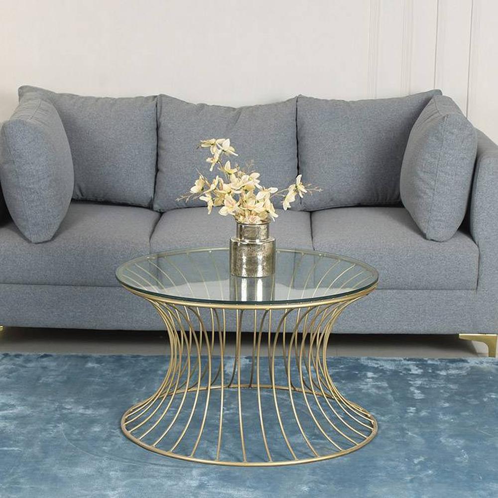 Perth Glass Coffee Table In Gold Finish