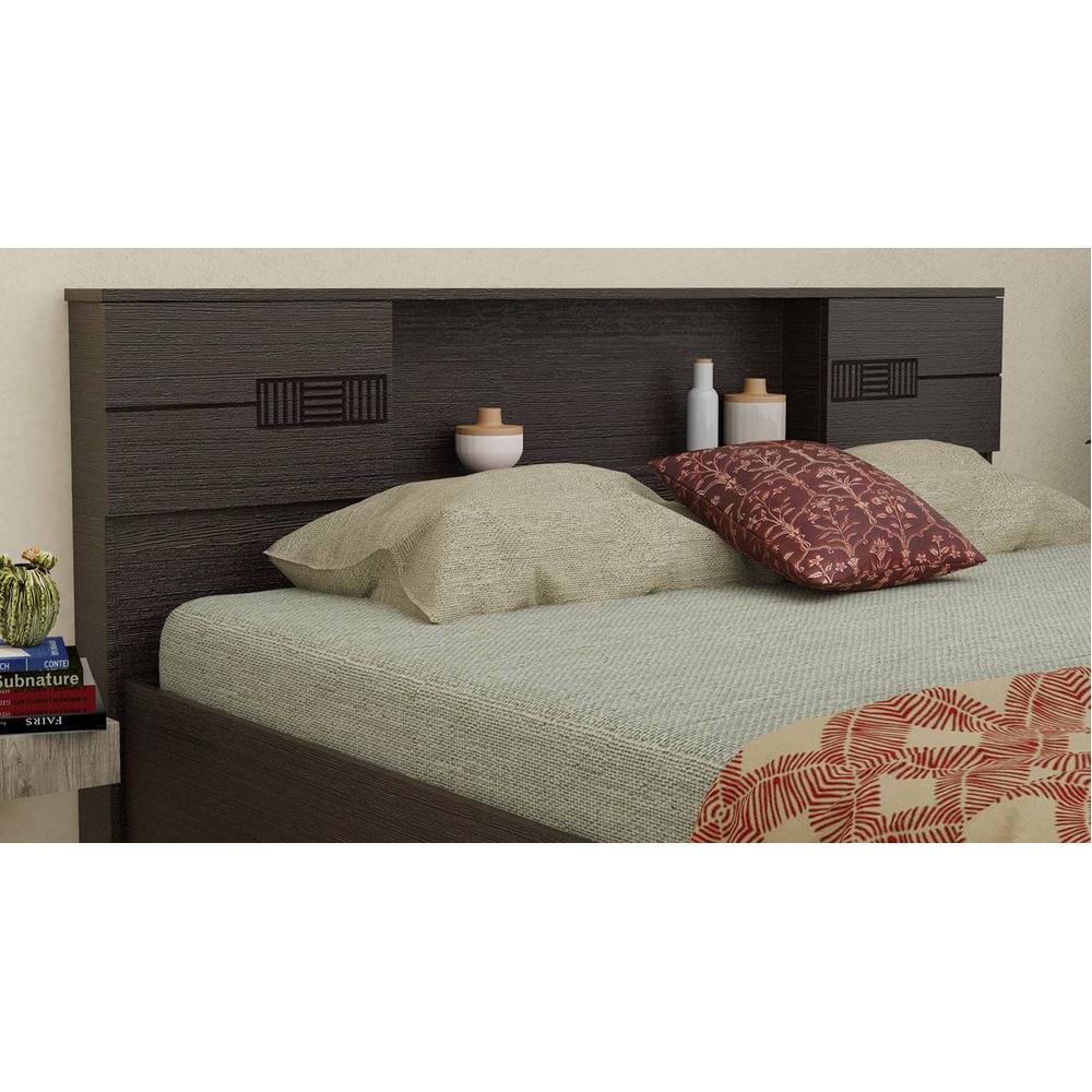 Adikia Solid Wood King Size Drawer Storage Bed In Melamine Finish