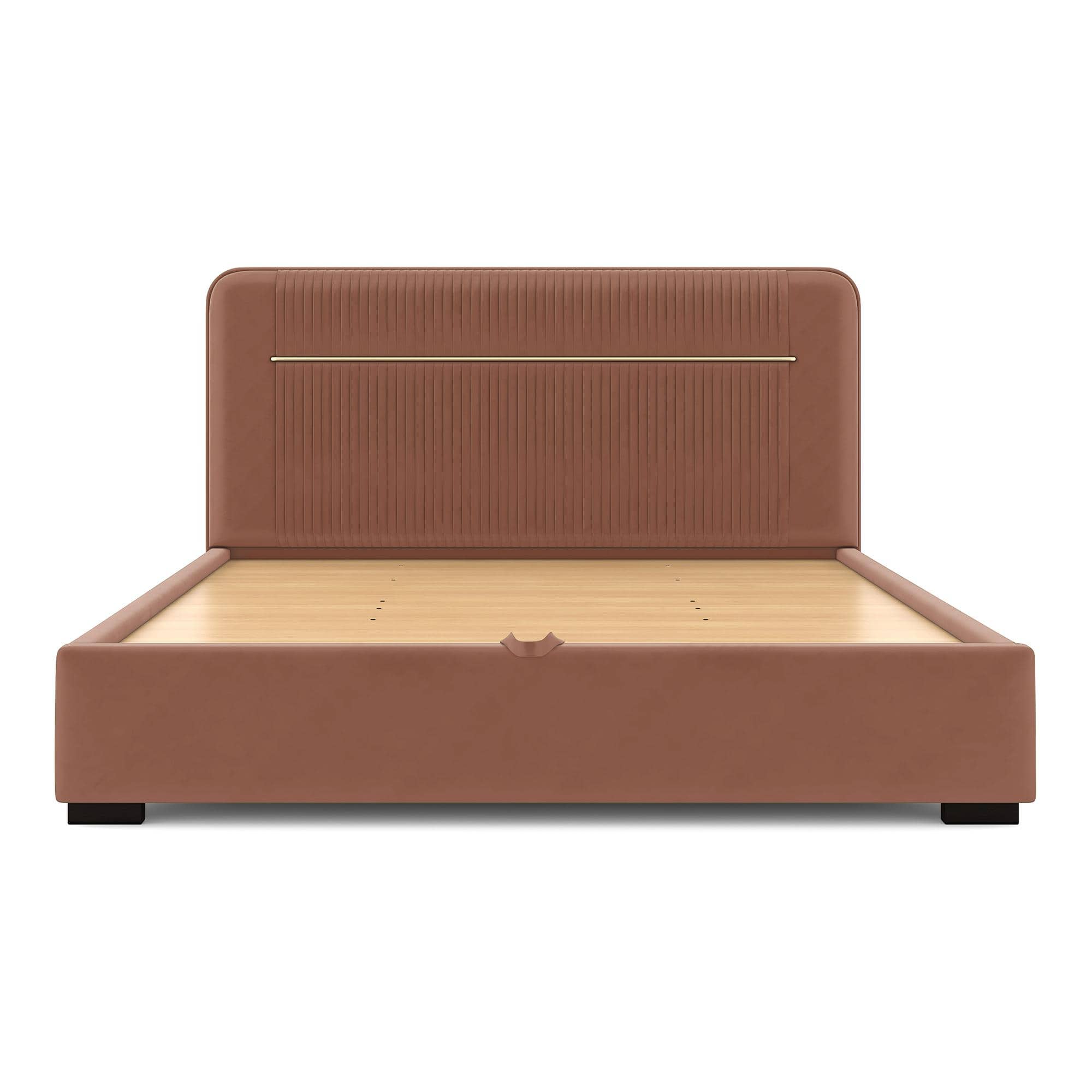 Milan Engineered Wood King Size Bed with Hydraulic Storage in Mocha Mouse Velvet Colour