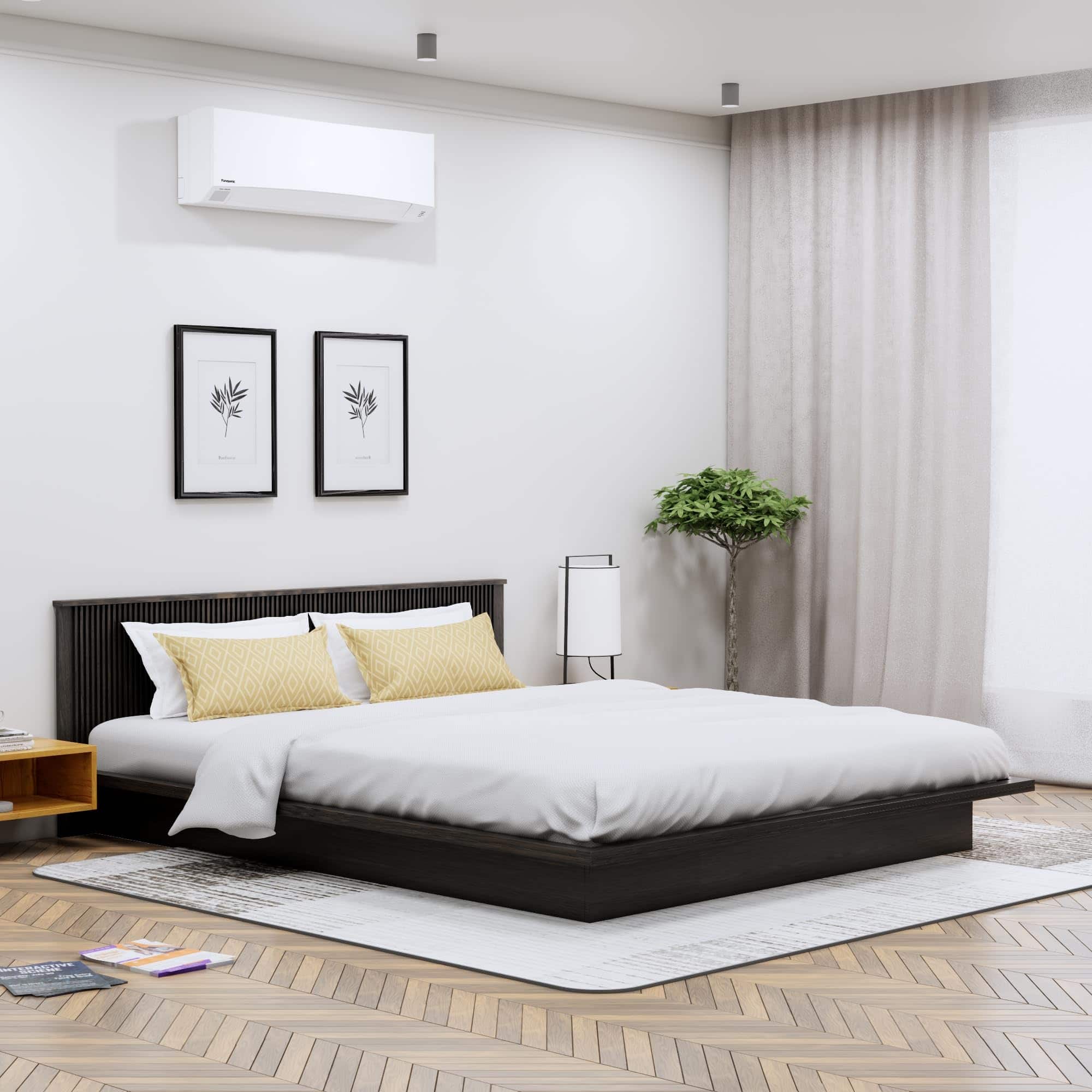 Hexa Engineered Wood Modern Queen Bed With Headboard Without Storage In Flower Wenge - HexaRed