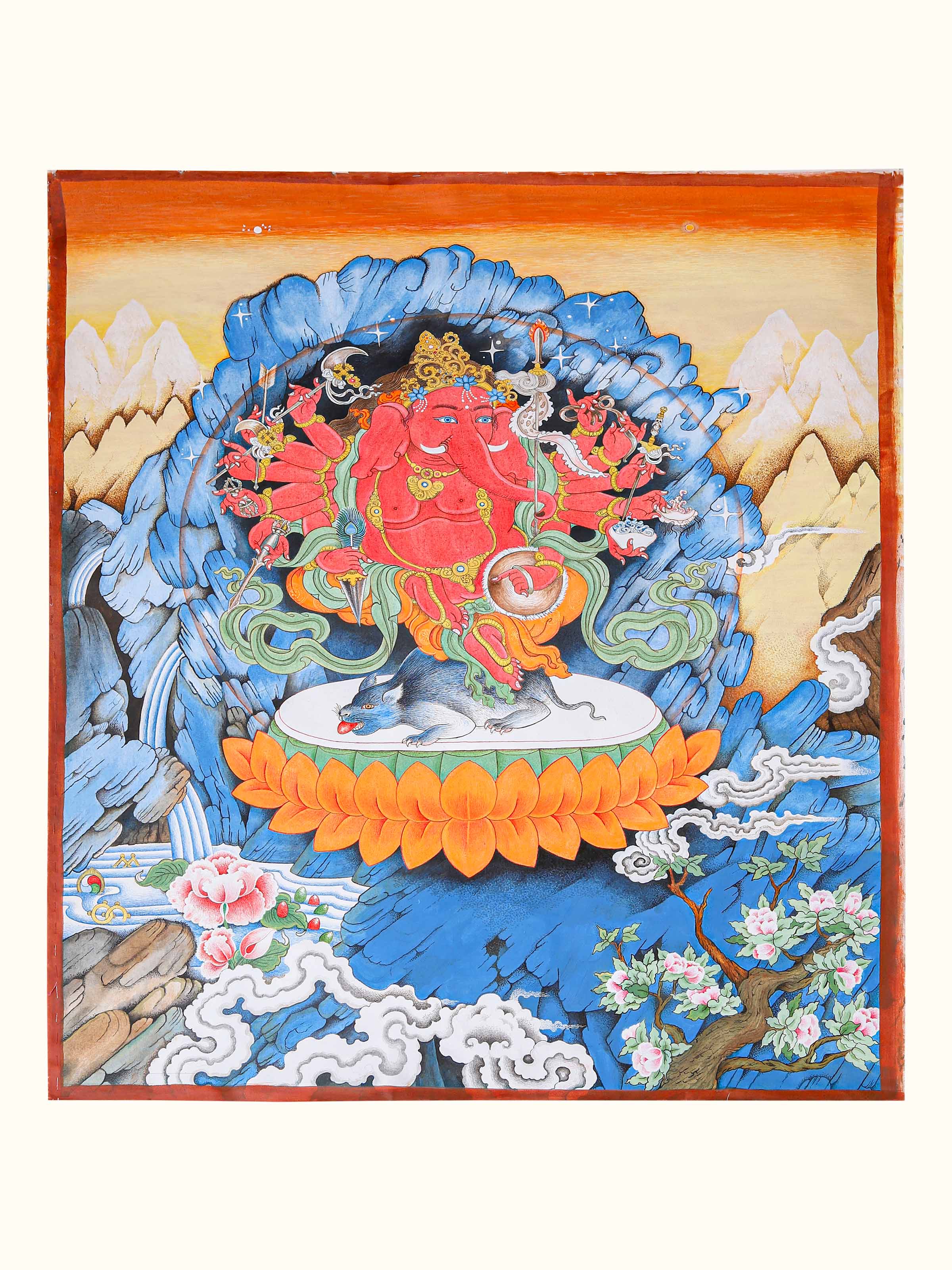 Armed Ganesha Thangka Painting