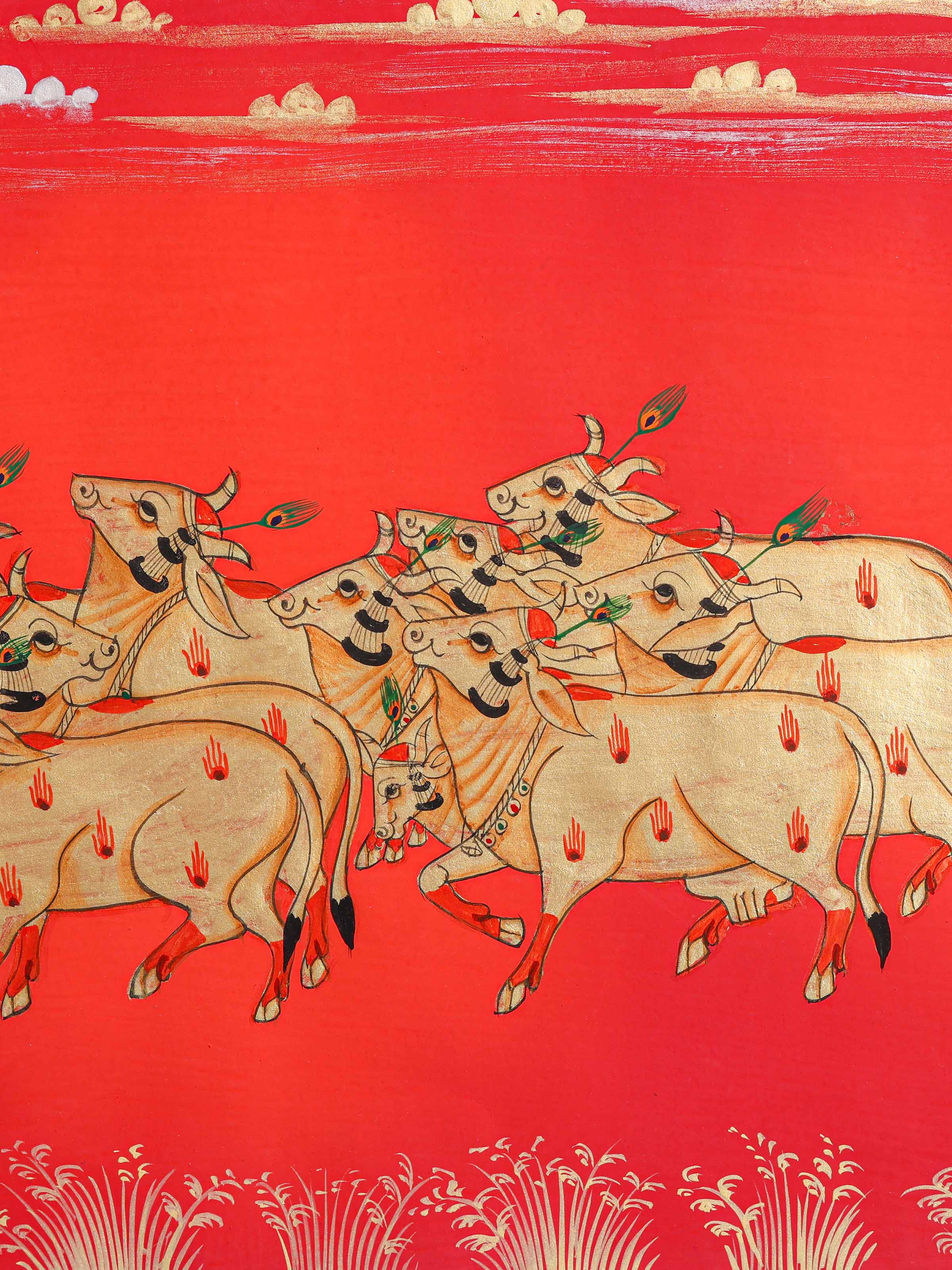Group of Cows Gold Pichwai Painting
