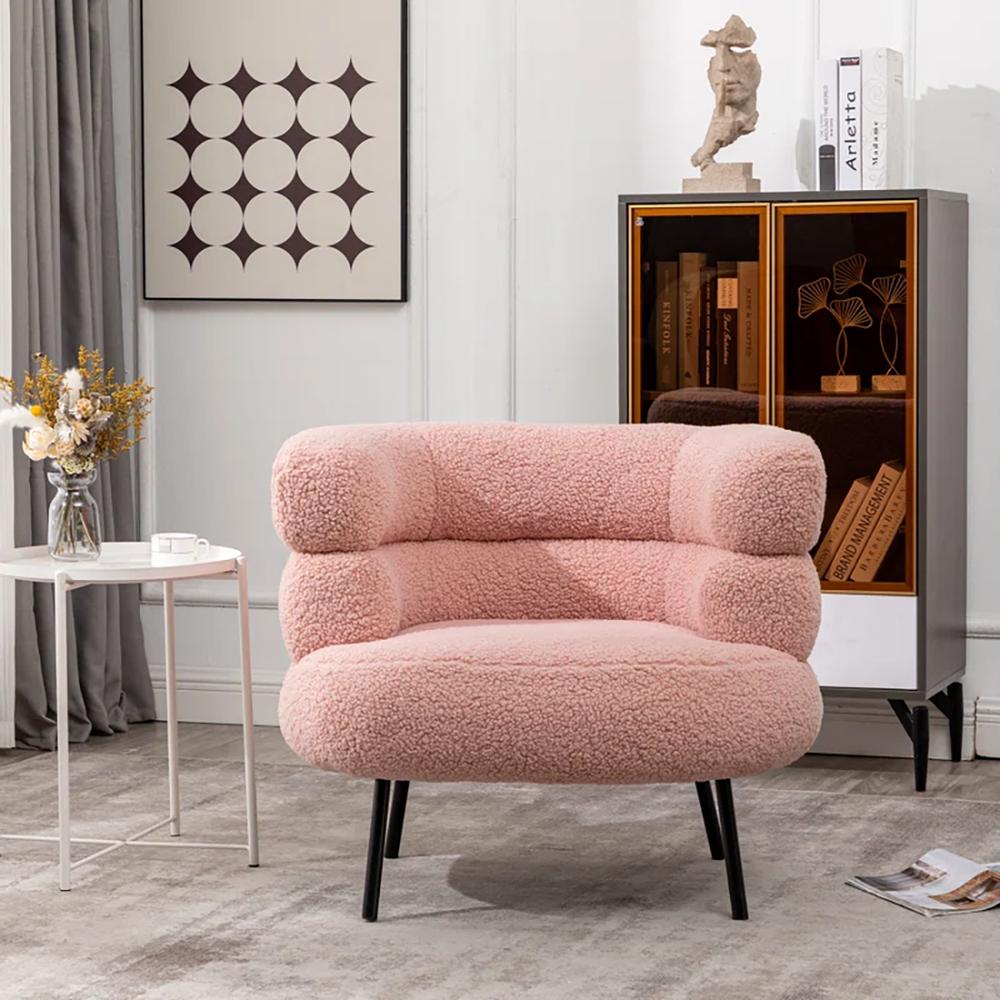 Clive Solid Wood Accent Chair in Pink Colour - Doe Buck