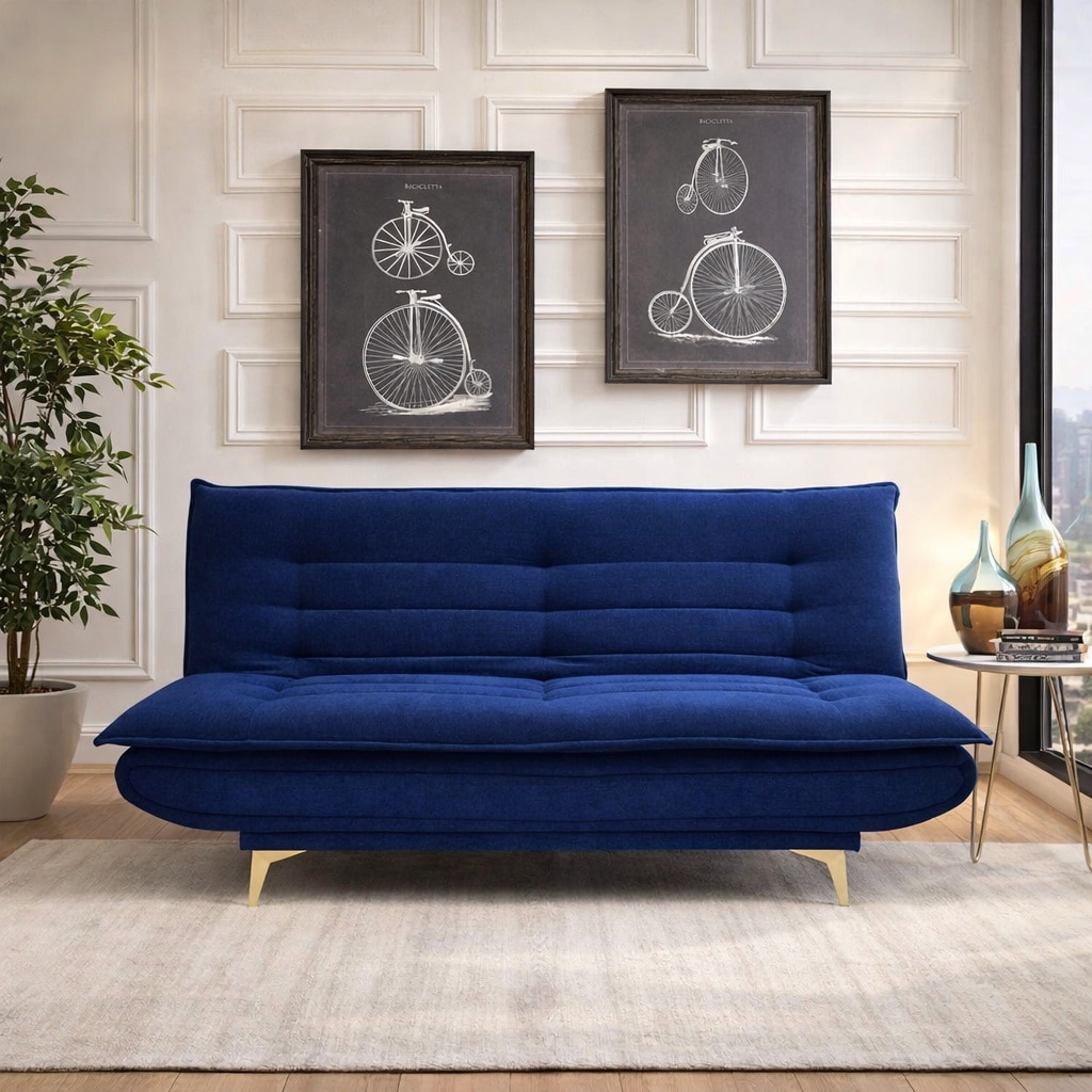 Bliss 3 Seater Sofa Cum Bed In Blue Colour - Arra
