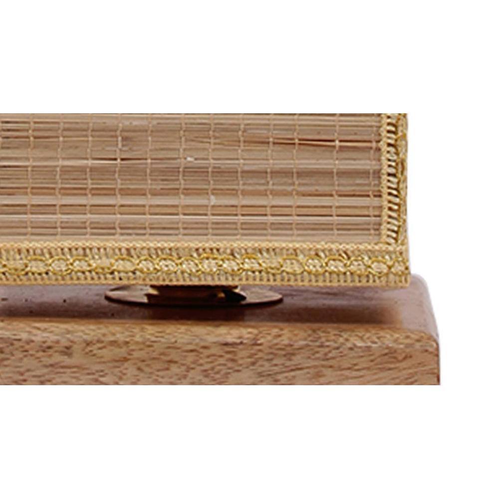 Ulmer Beige Bamboo Shade Table Lamp with Natural Wooden Base