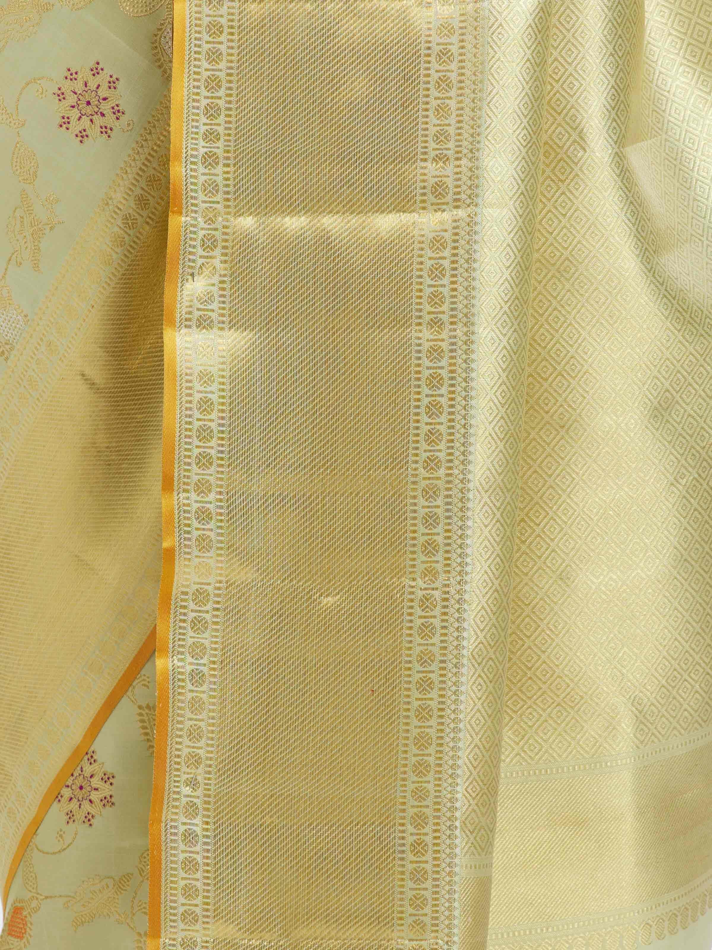 Beige Kancheepuram Silk Zari Saree