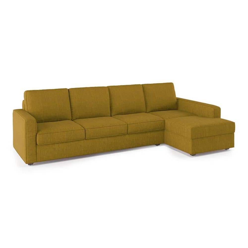 Apollo Sofa (Colour : Olive Green, Cushion : Soft, Back Type : Regular, Seating Capacity : Right Aligned 3 Seater + Right Aligned Chaise + Ottoman)