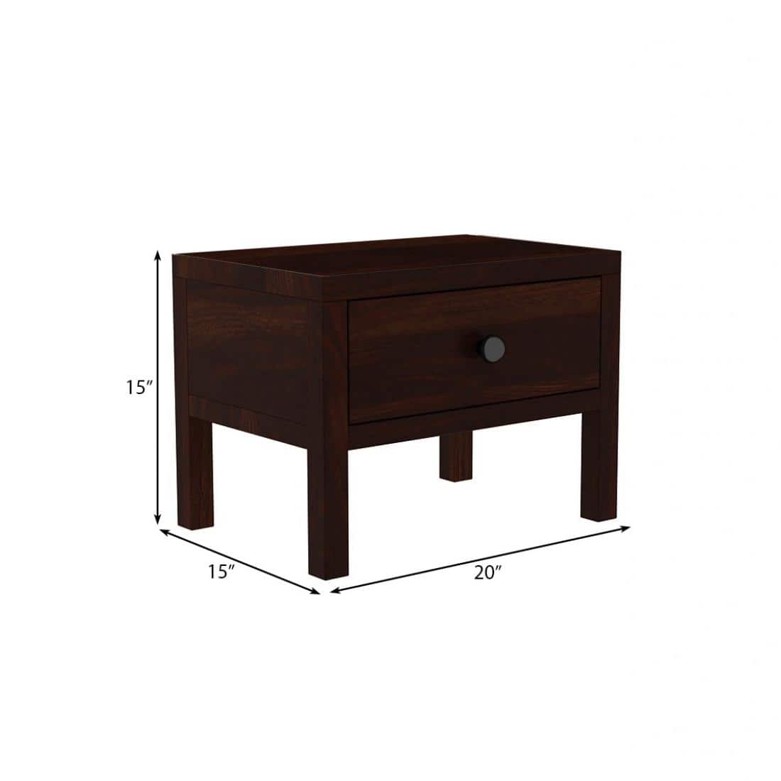 Rama Solid Wood Bedside Table in Walnut Finish