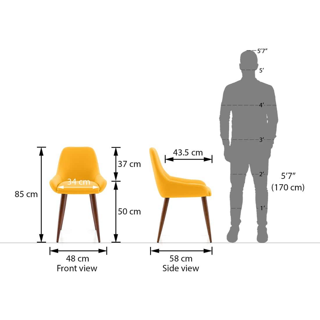 Rickman Fabric Accent Chair in Matty Yellow Colour