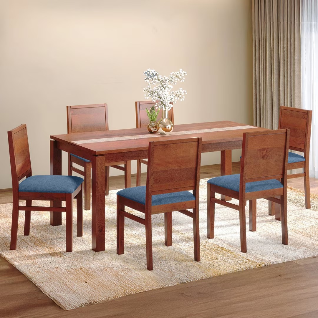 Atlas Crest Solid Wood 6 Seater Dining Table with Atlas Dining Chair set