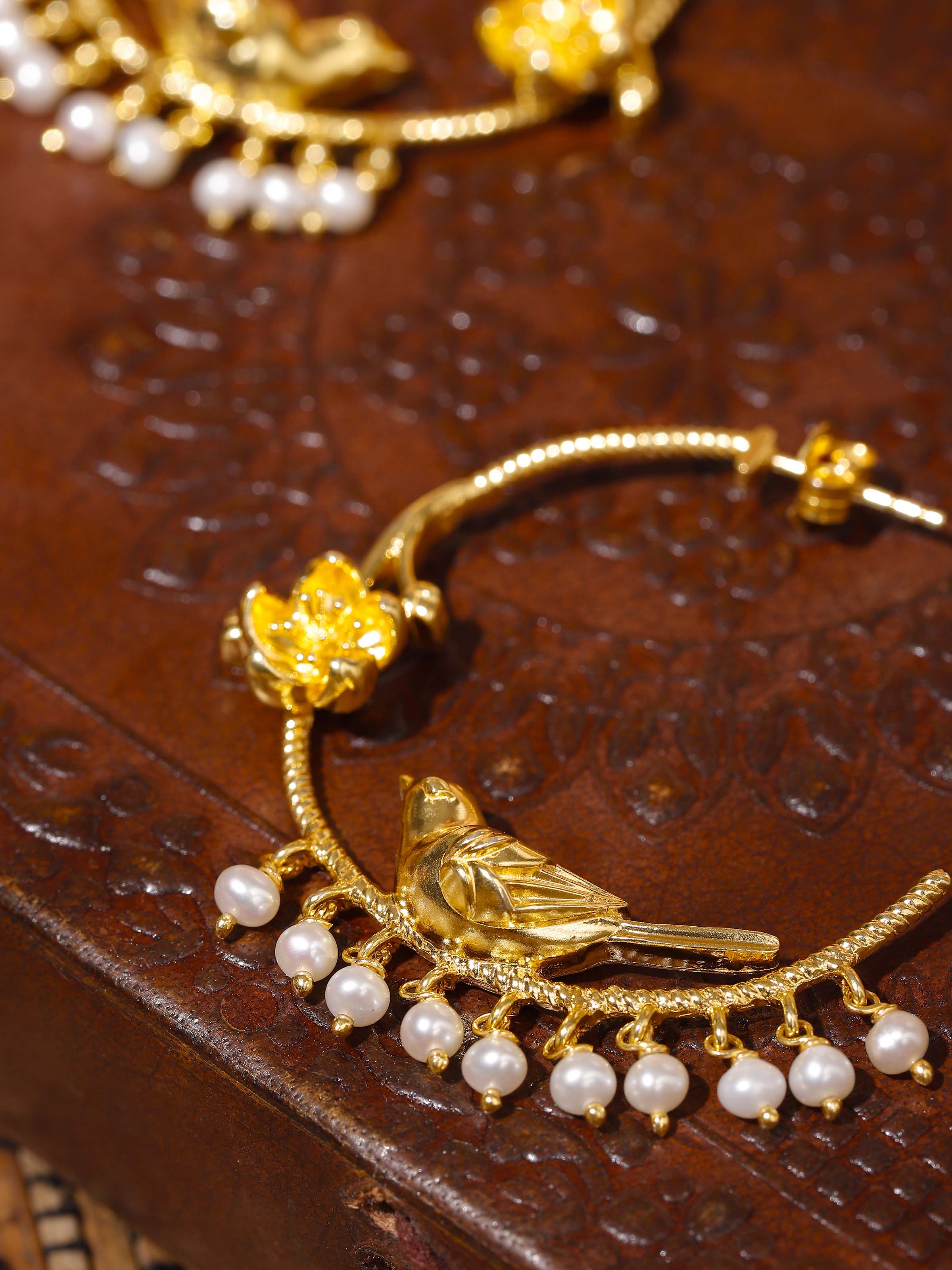 Detail shot of Silver Smithing Silver Hoop Earrings