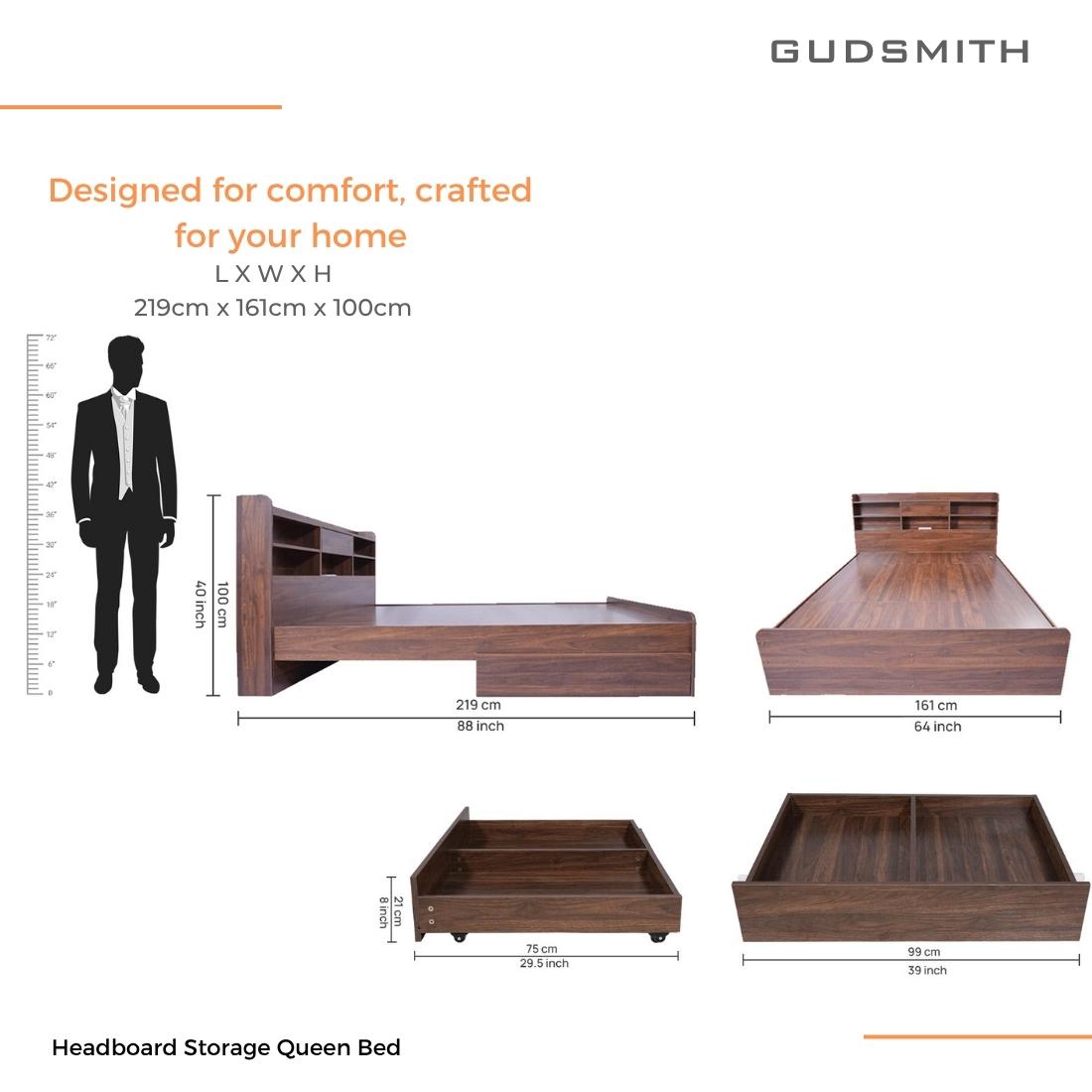Merkel Engineered Wood Drawer Storage Bed