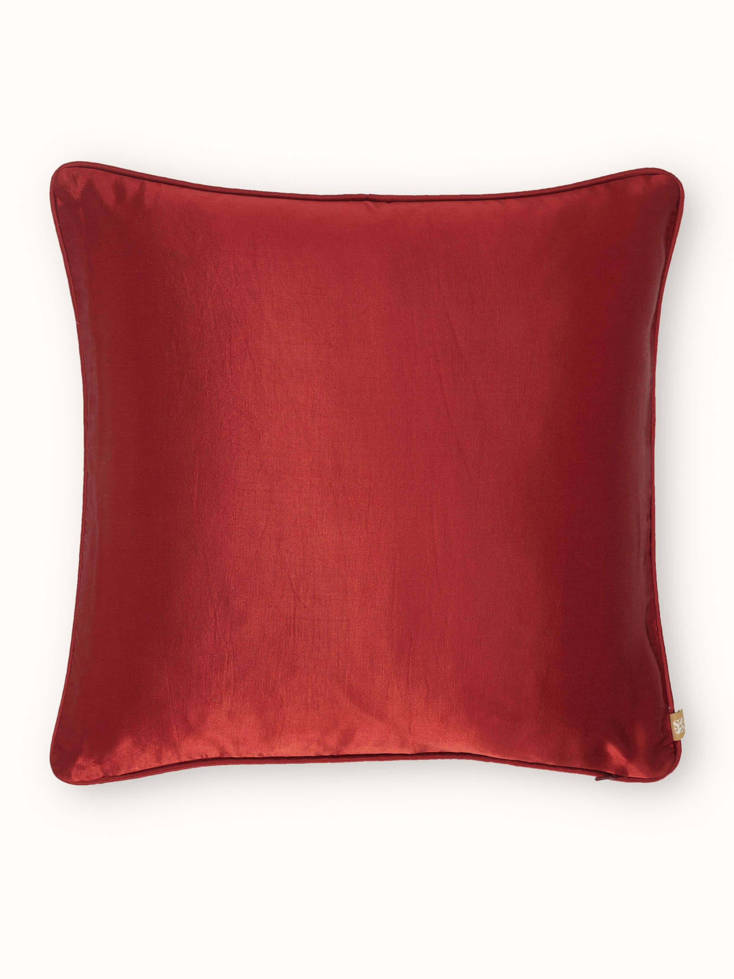 Chintz Red Cotton Hand Painted Kalamkari Cushion Cover