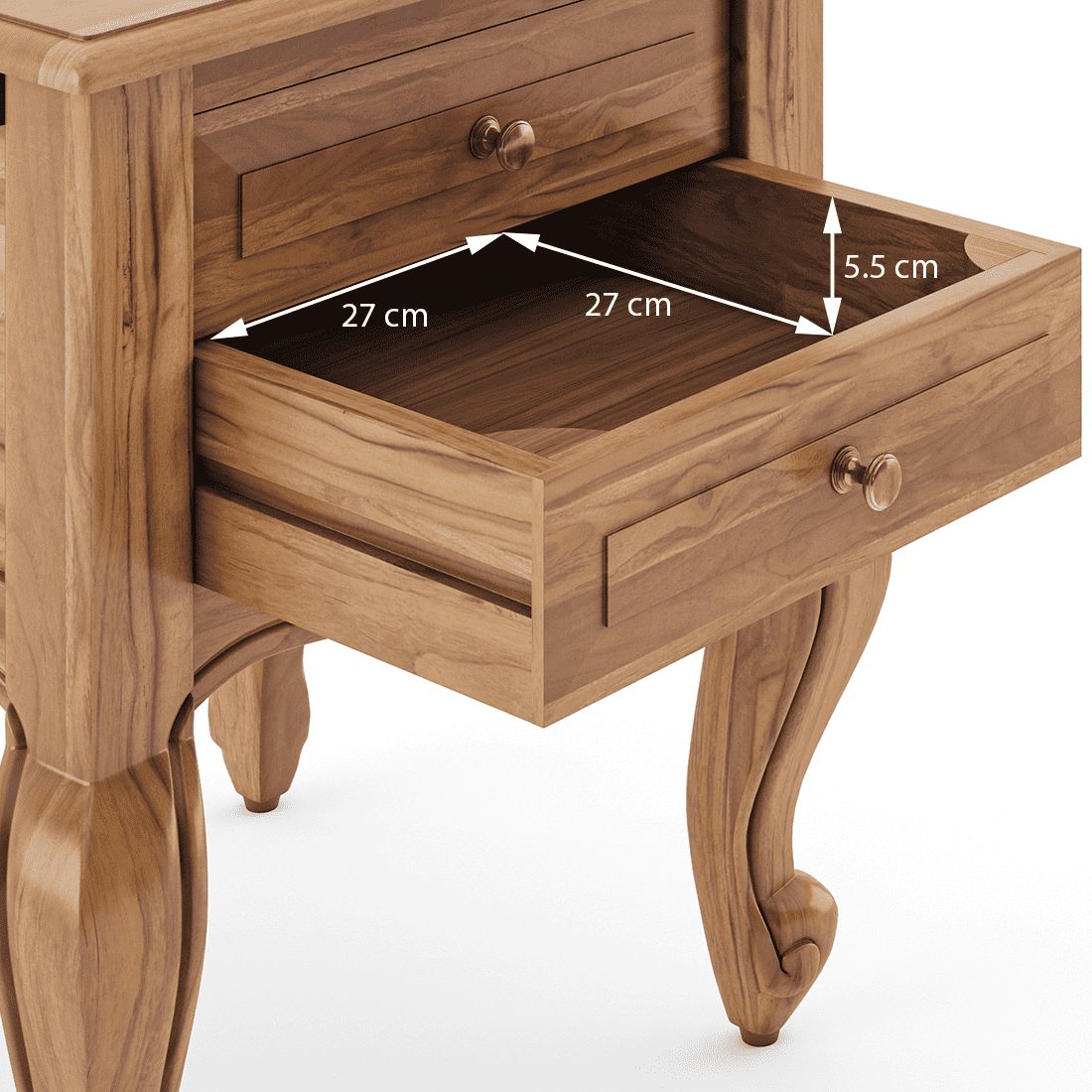 Taahira Solid Wood Bedside Table In Natural Teak Finish