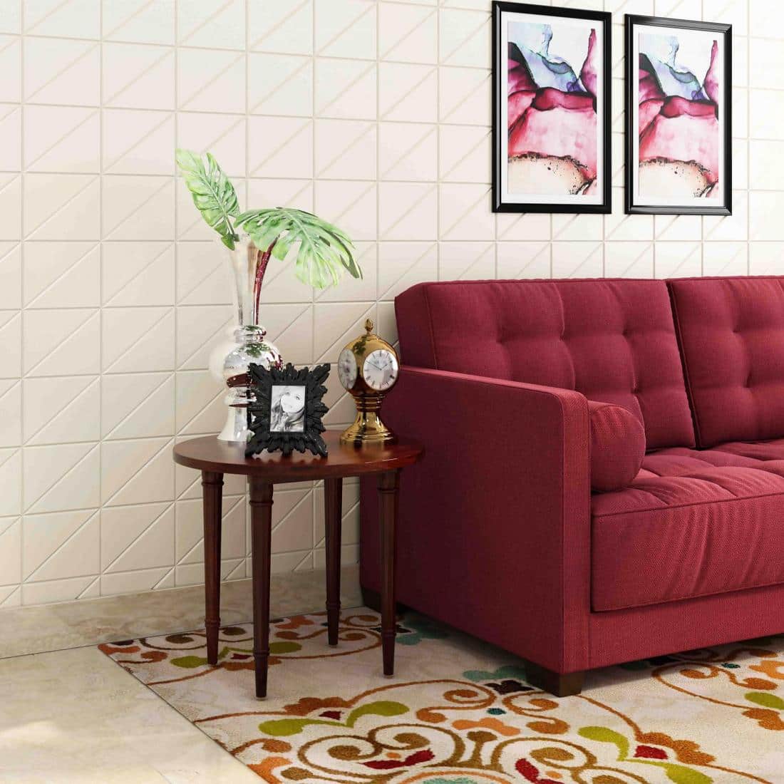 Alps Solid Wood Bedside Table in Teak Finish